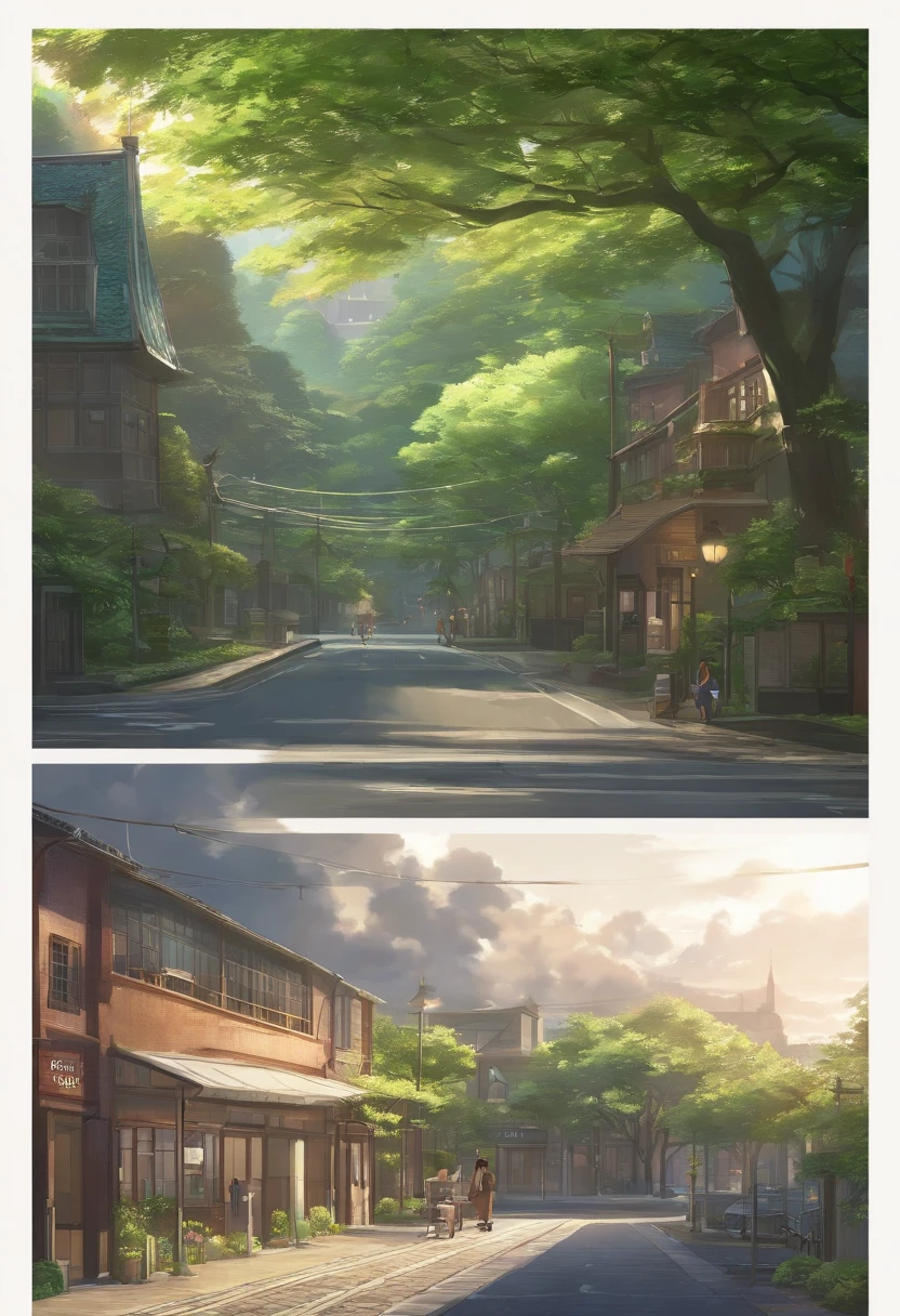 Anime - University Campus, Anime Background Art, detailed scenery - width 672, Anime landscape concept art, STUDIO GHIBLI anime style, studio ghibli artstyle, Studio Ghibli Program, Anime landscapes, studio ghibli artstyle, landscape artwork, beautiful anime landscape, Forest City Street, ghibli art style, Shinkai Makoto style, Makoto Shinkai Anime, makoto shinkai art style