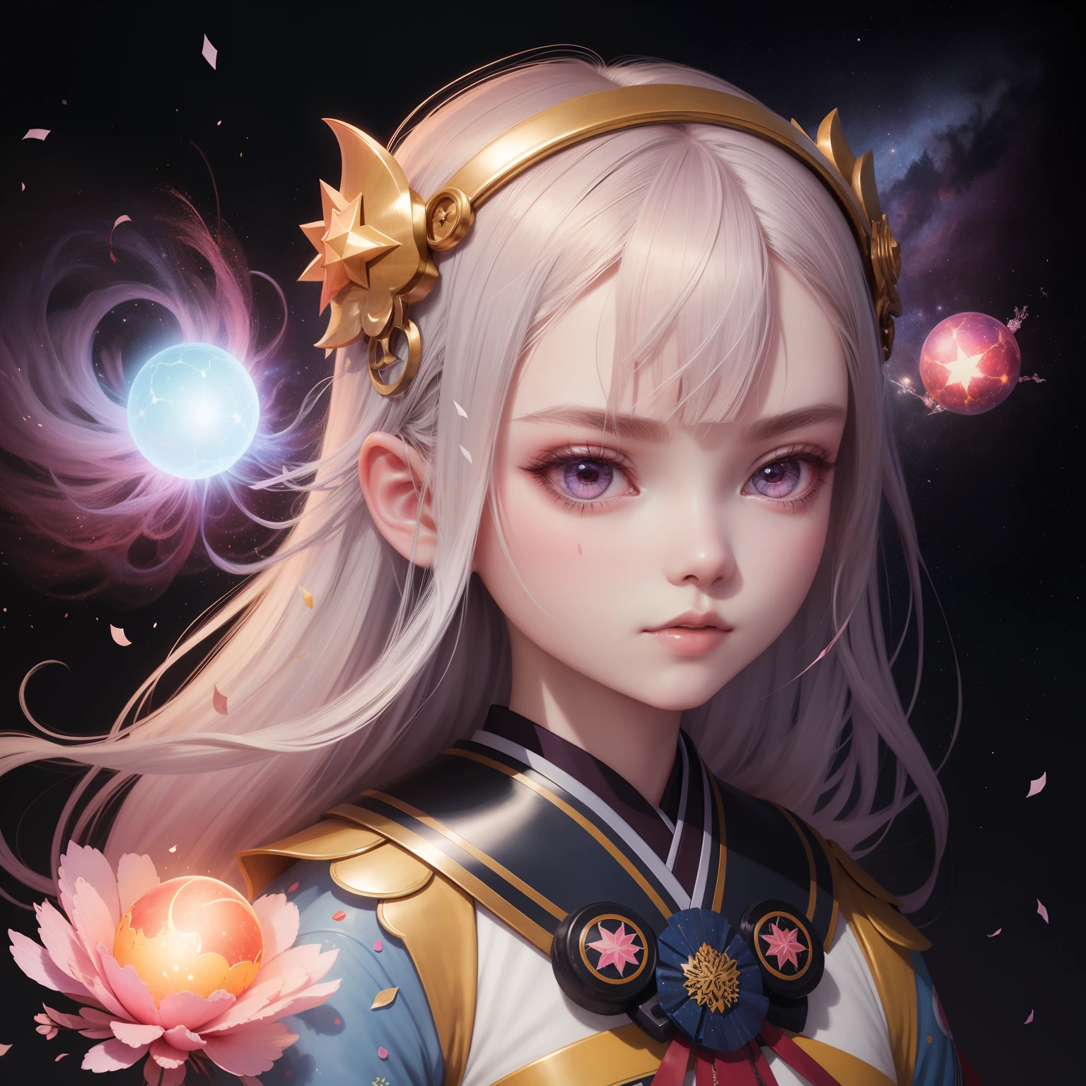 Doodle design, supernova, Elle Fanning, japanese popsurrealism, Innocence, Confetti