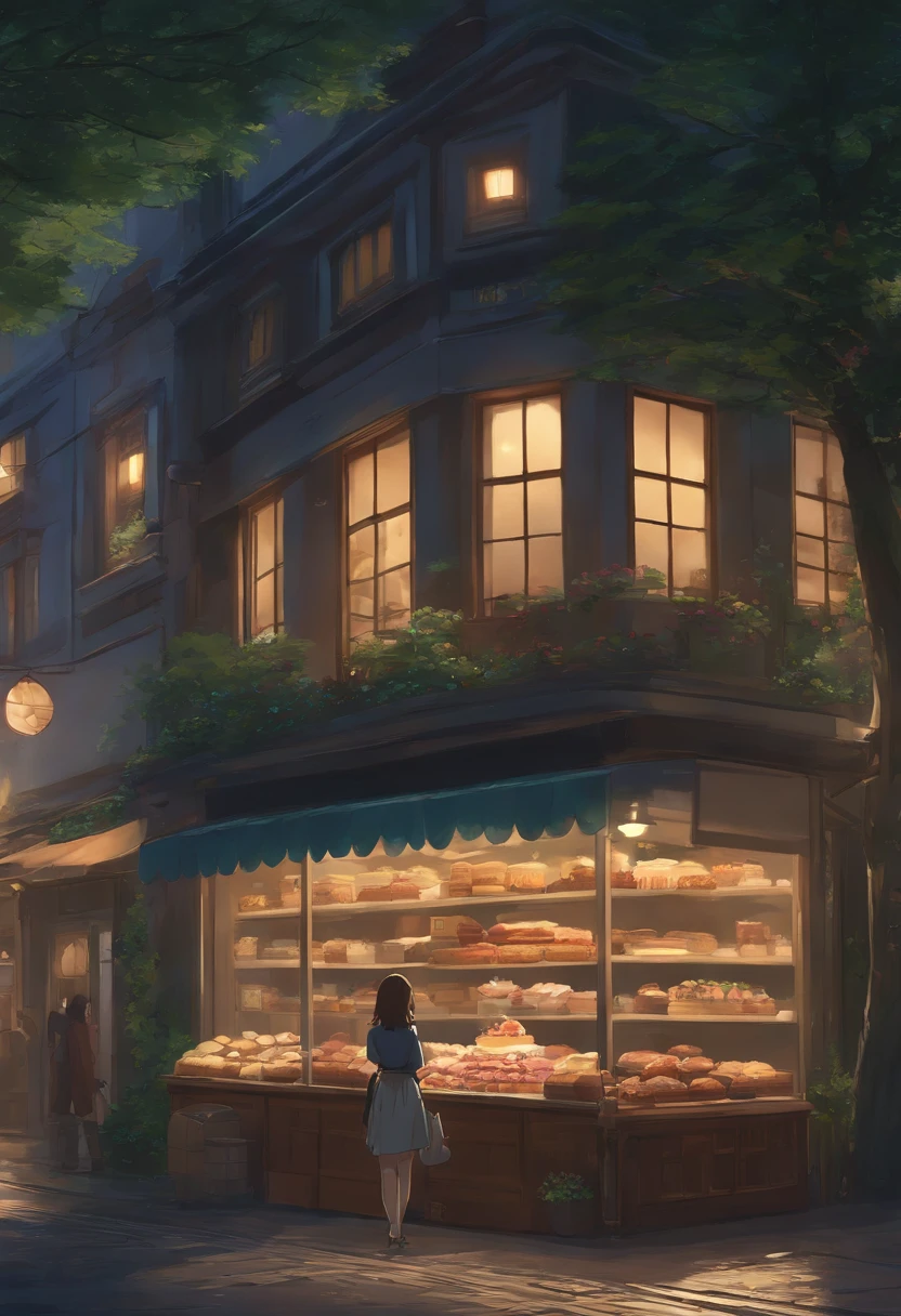 Anime - City street style scenes, Woman waiting in front of shop, Anime Background Art, detailed scenery - width 672, Anime landscape concept art, anime style cityscape, STUDIO GHIBLI anime style, studio ghibli artstyle, Studio Ghibli Program, Anime landscapes, studio ghibli artstyle, landscape artwork, beautiful anime landscape, Forest City Street, ghibli art style, Cake shop, Cake shop, Bakery Cake Shop, Shinkai Makoto style, Makoto Shinkai Anime, makoto shinkai art style