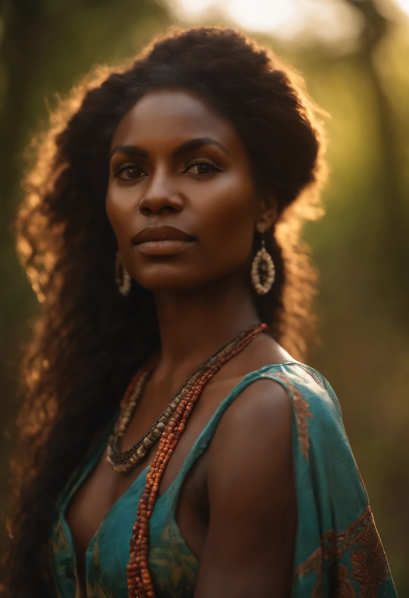 64k, RAW photo, best quality, masterpiece: 1.45), (realistic, photo-realistic:1.37) sunlight, professional illumination, high detailed skin, dark skinned woman tribal woman, portrait, frontal view, standing, face paints, full body, massive pubic hair