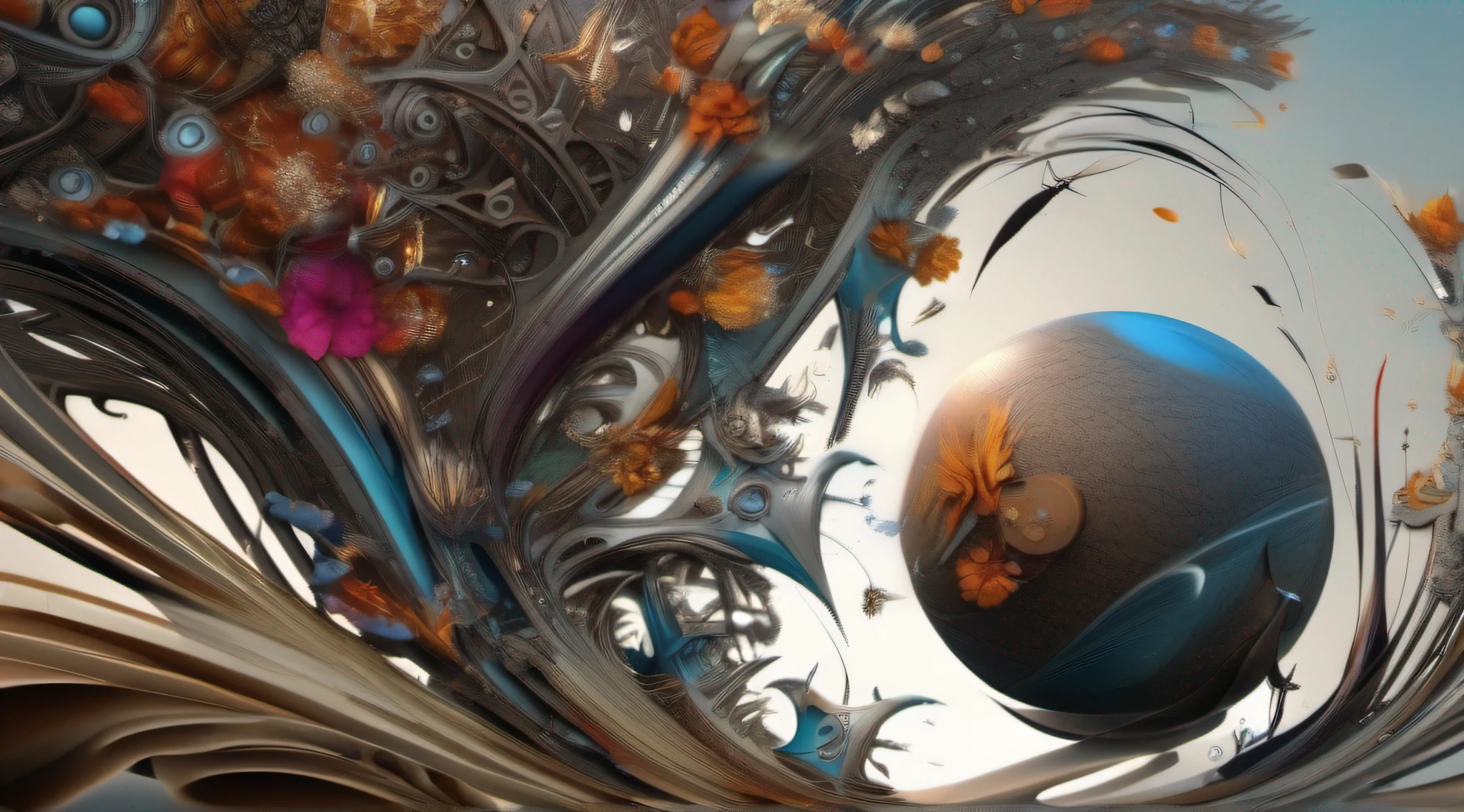 IN ASSEMBLAGE STYLE CREATE AN ABSTRACT ART IN SURREALISTIC STYLE. Ultra HD 32k, -- Photorealistic Ultra HD 32k, --AR 16:9, --v 5.2, -- s 55, Ultra HD 32k, --CHAOS 350.