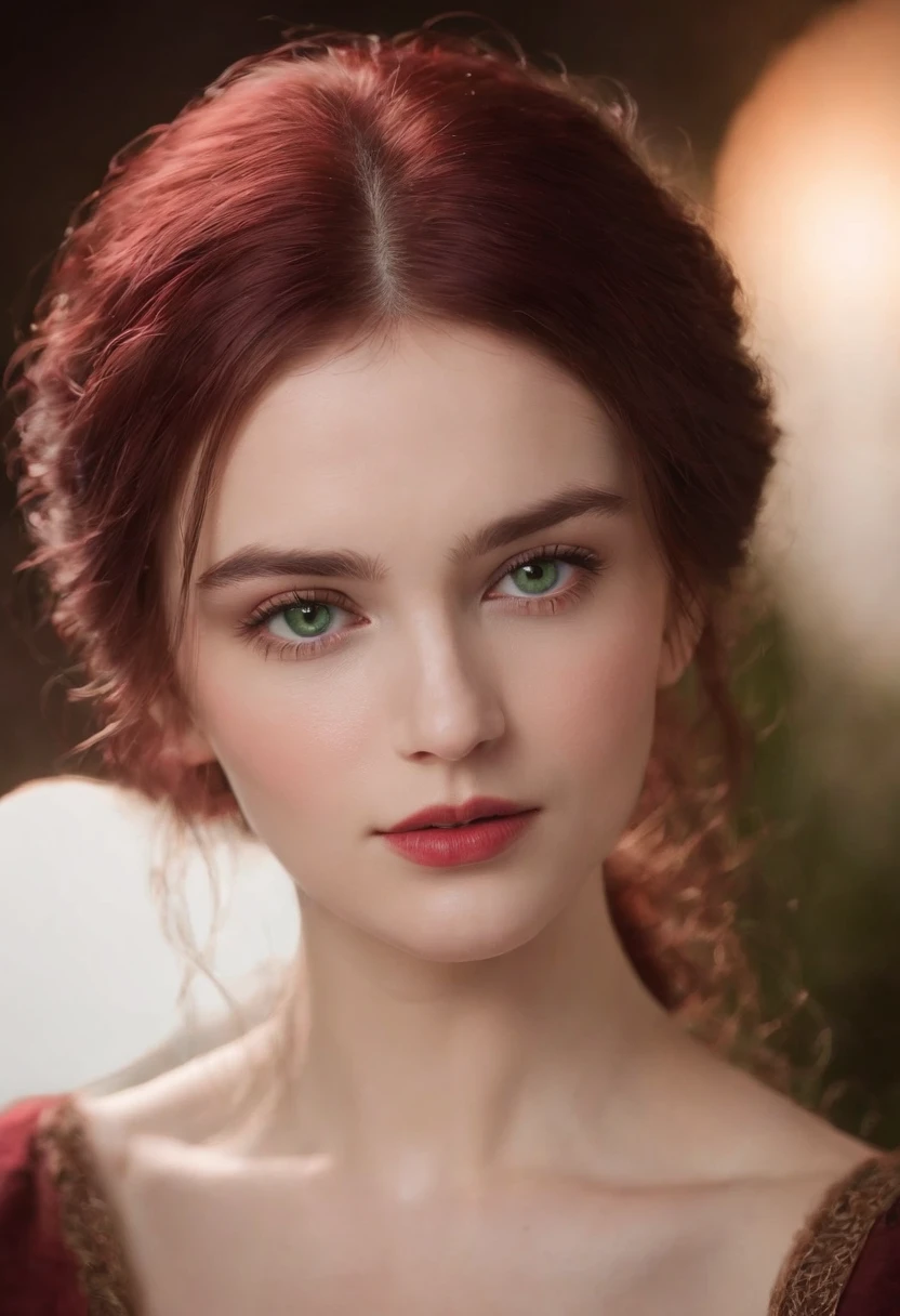 (((a deep reddish wound crosses her left cheek))) fair complexion, woman around 19 years old, natural white hair, distinctive green eyes, wearing kohl, slender and graceful, beautiful, candlelight in a medieval setting, ultra sharp focus, realistic shot, medieval female clothes, tetradic colors (scar:1.4)