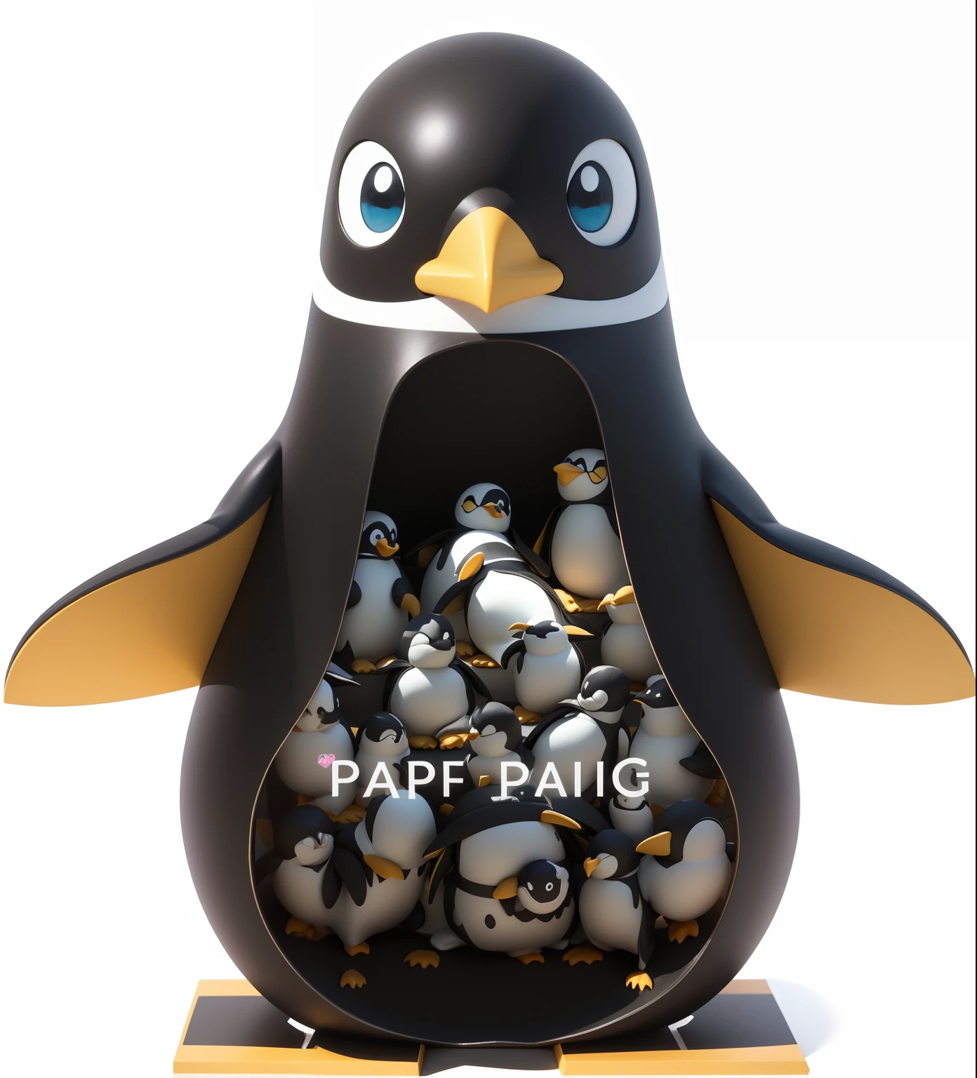 Four-house grid,3D cartoon penguins from different angles,Three-dimensional clay,Eye portrayal,Elaborate Eyes,Popmart blind box,Simple solid color background,Natural light source,Best quality at best,full bodyesbian(4:3),Hyper-detailing,arte 3D,C4D, OC renderer, 3Drenderingof