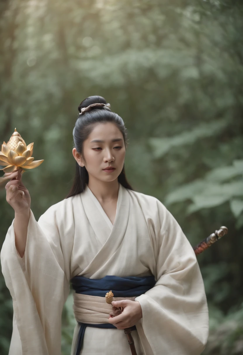 Senju Kannon　Holding a lotus flower and a sword in his hand