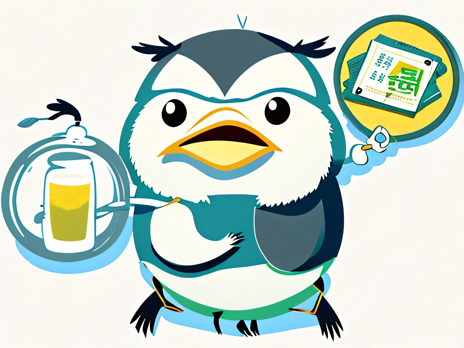 Illustrations with such a taste,fat,short legs,Cute heron,Cartoon Illustration