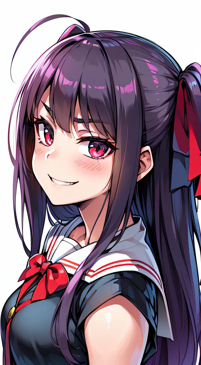 (HD, sharp, fractals), 1人の女性, Super glossy high school girl, high-school uniform, Evil smile,POP background