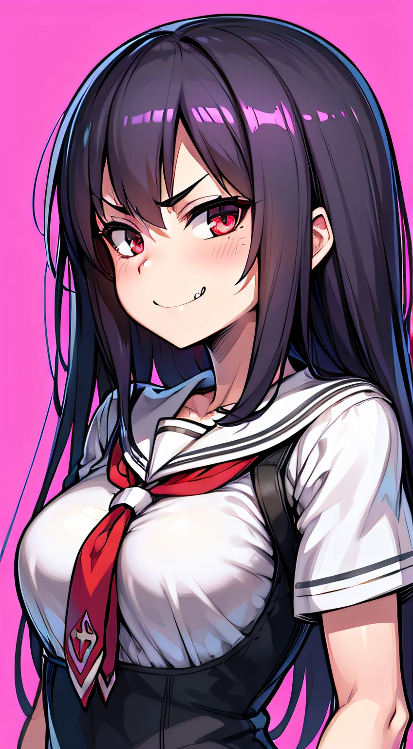 (HD, sharp, fractals), 1人の女性, Super glossy high school girl, high-school uniform, Evil smile,POP background