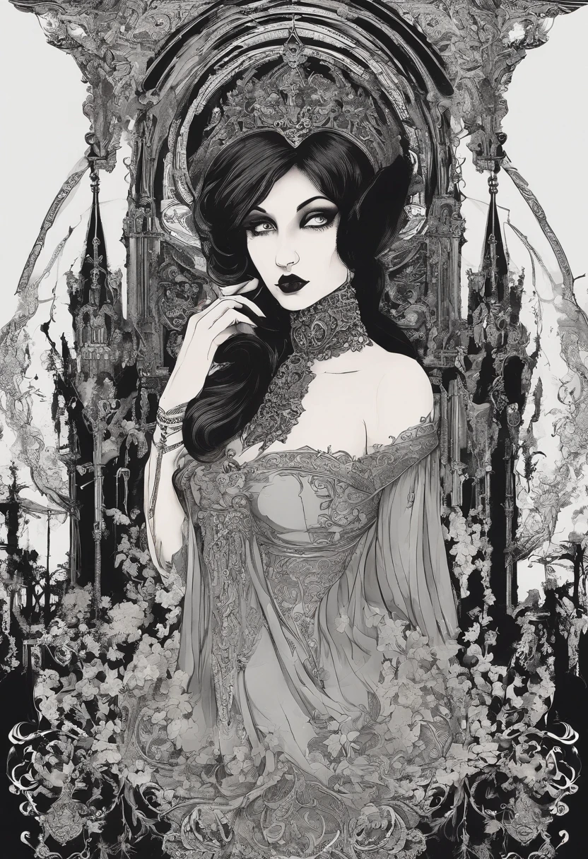 A hot goth mommy girl, 1girl, solo, hot thicc, sexy, curvy, medium sized perfect boobs, thicc thighs, sexy body, sexually explicit, sexually attractive