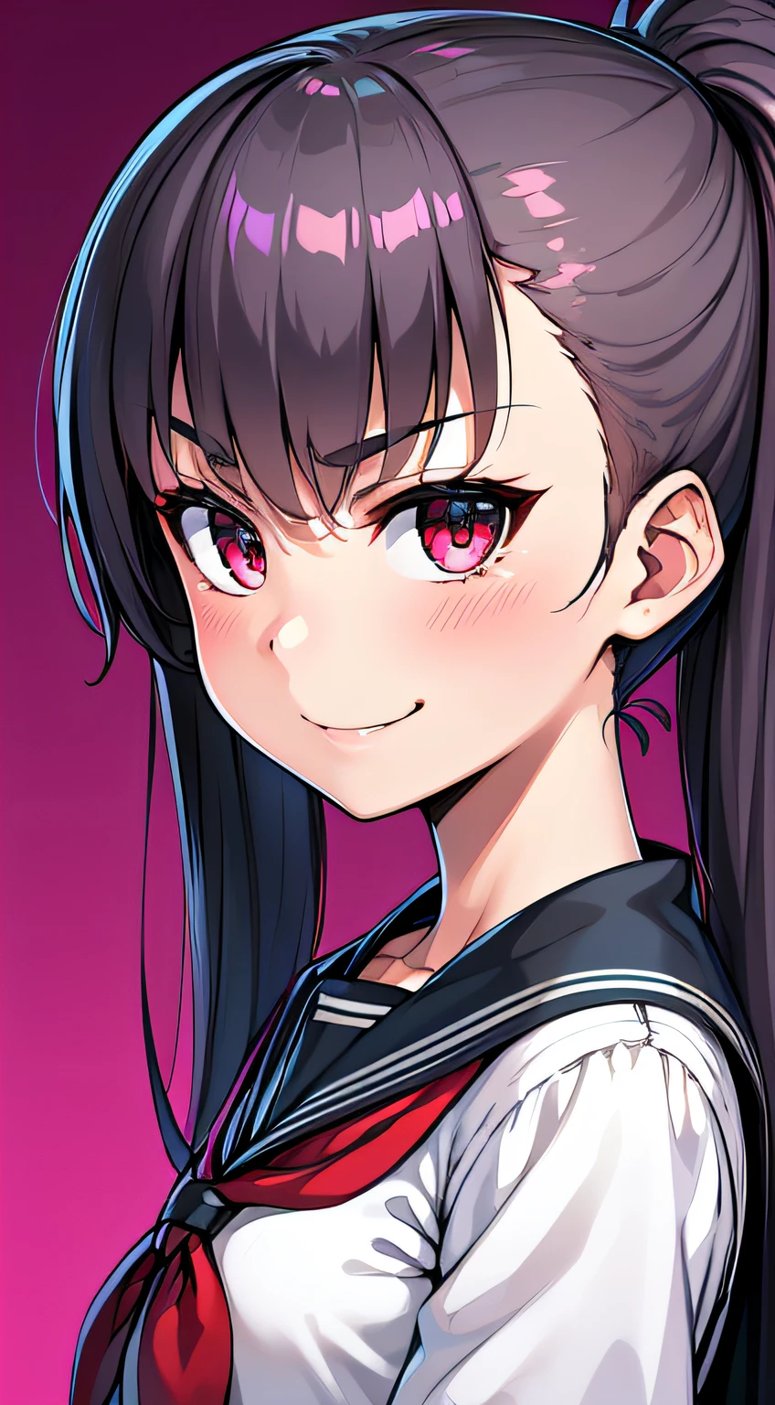 (HD, sharp, fractals), 1人の女性, Super glossy high school girl, high-school uniform, Evil smile,POP background