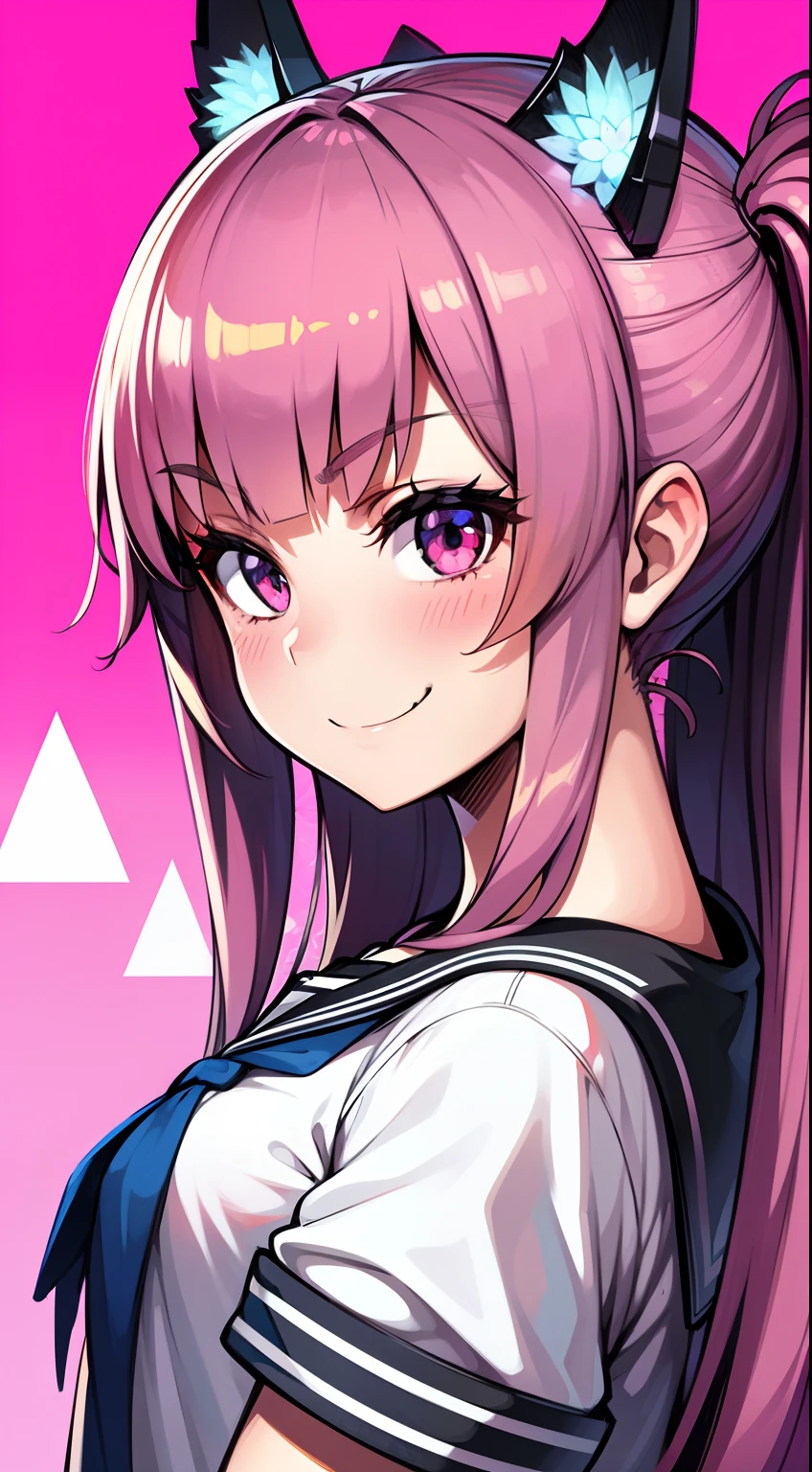 (HD, sharp, fractals), 1人の女性, Super glossy high school girl, high-school uniform, Evil smile,POP background