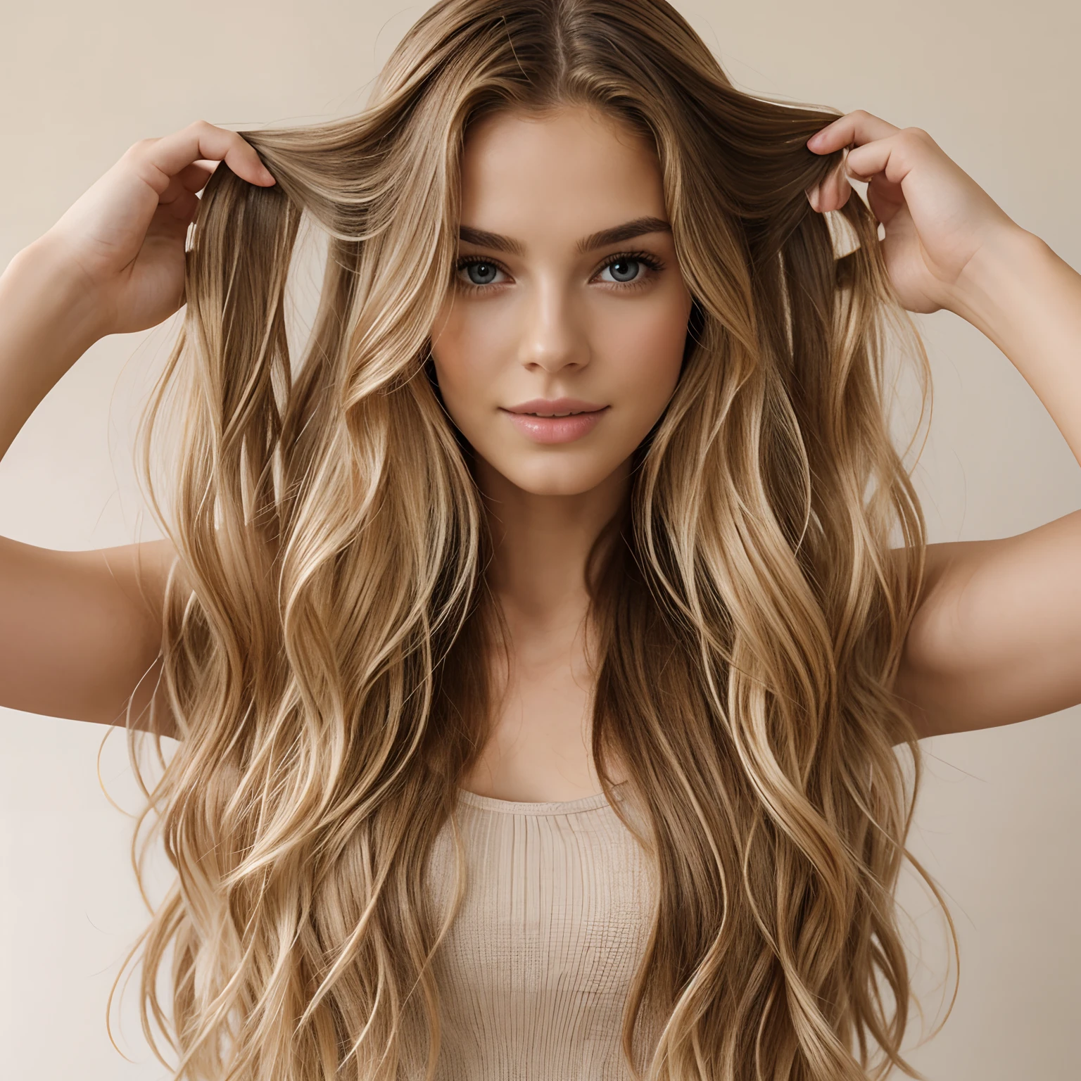 Best quality, natural long wavy blonde hair