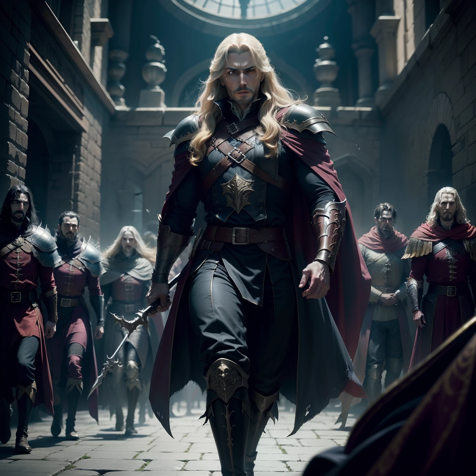 Castlevania Lord of the shadows hyper realistic super detailed Dynamic shot master piece scene cinématique scènes movie Epic Legendary Lord Dracula leading troops army of demons to battle War
