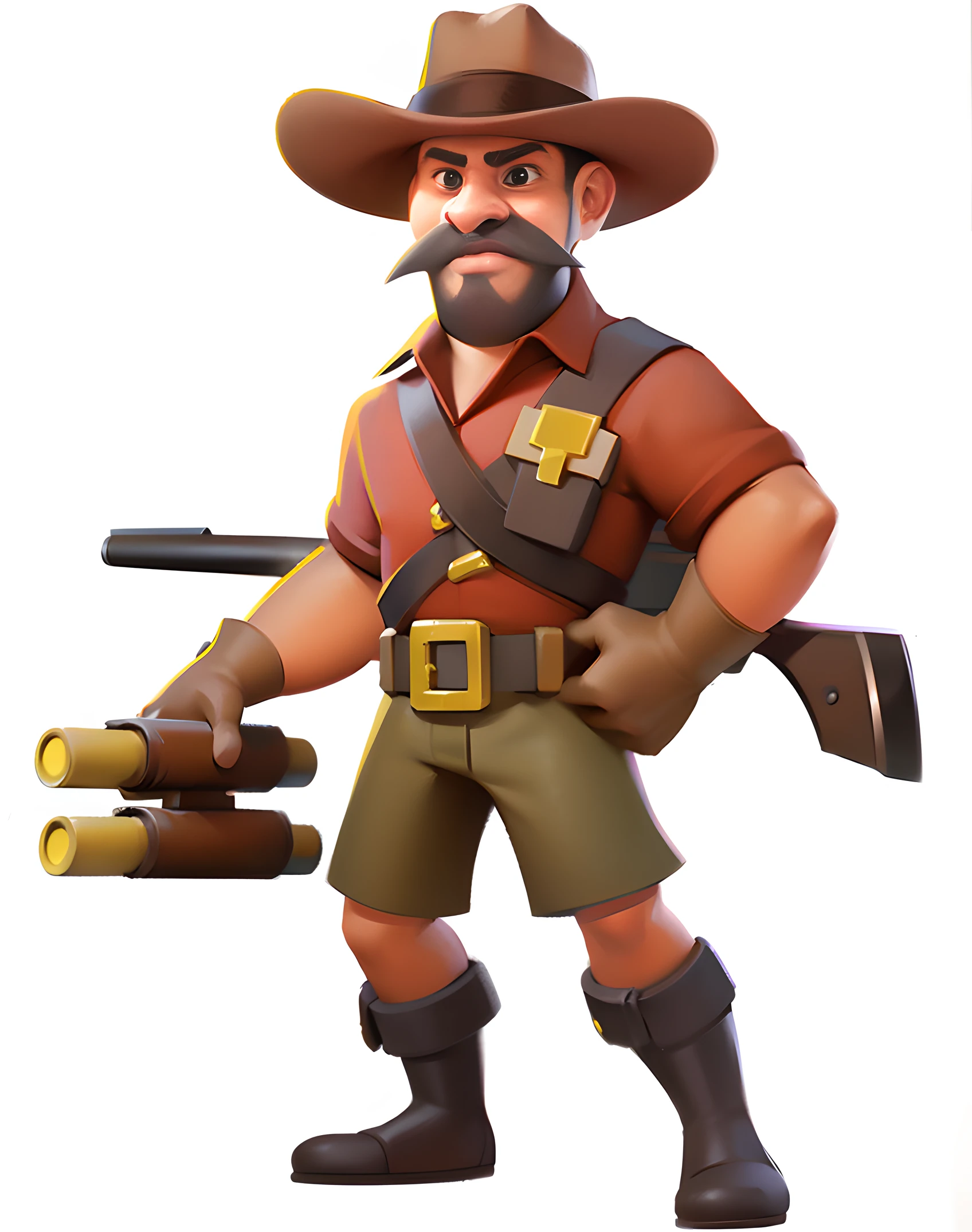 Cartoon image of a man holding a scroll in a denim costume, clash royal style characters,high qulity，highly accurate