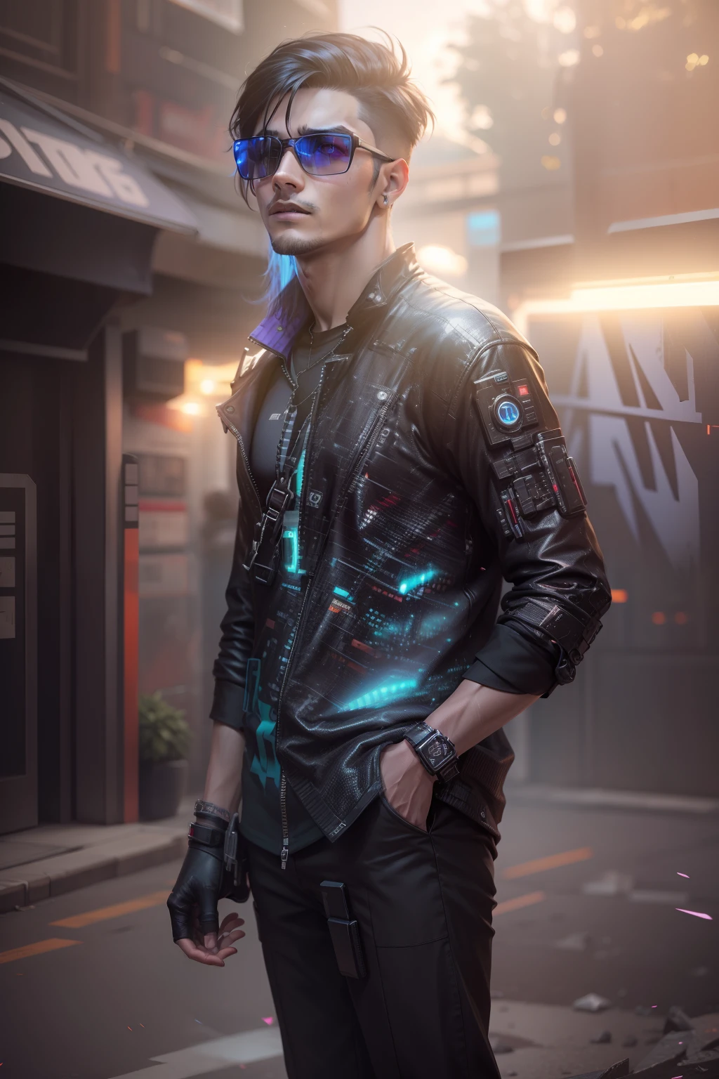 Change background cyberpunk handsome boy .realistic face ,ultra realistic