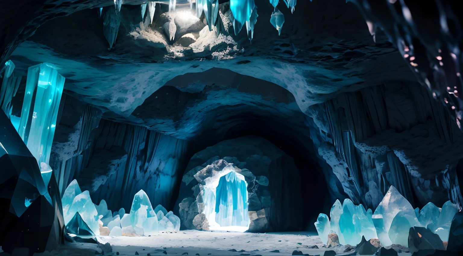 Close-up of a cave with ice and water inside, Glowing Crystal Cave, Höhlenkristalle, ice cave, in a beautiful crystal cave, in an icy cave, Schneehöhle, Underwater Crystal Caves, Ein kristalliner Raum, Magic Cave, Inside a sprawling cave, Glowing stones of the cave, In einer riesigen, huge cave, inside of a cavern