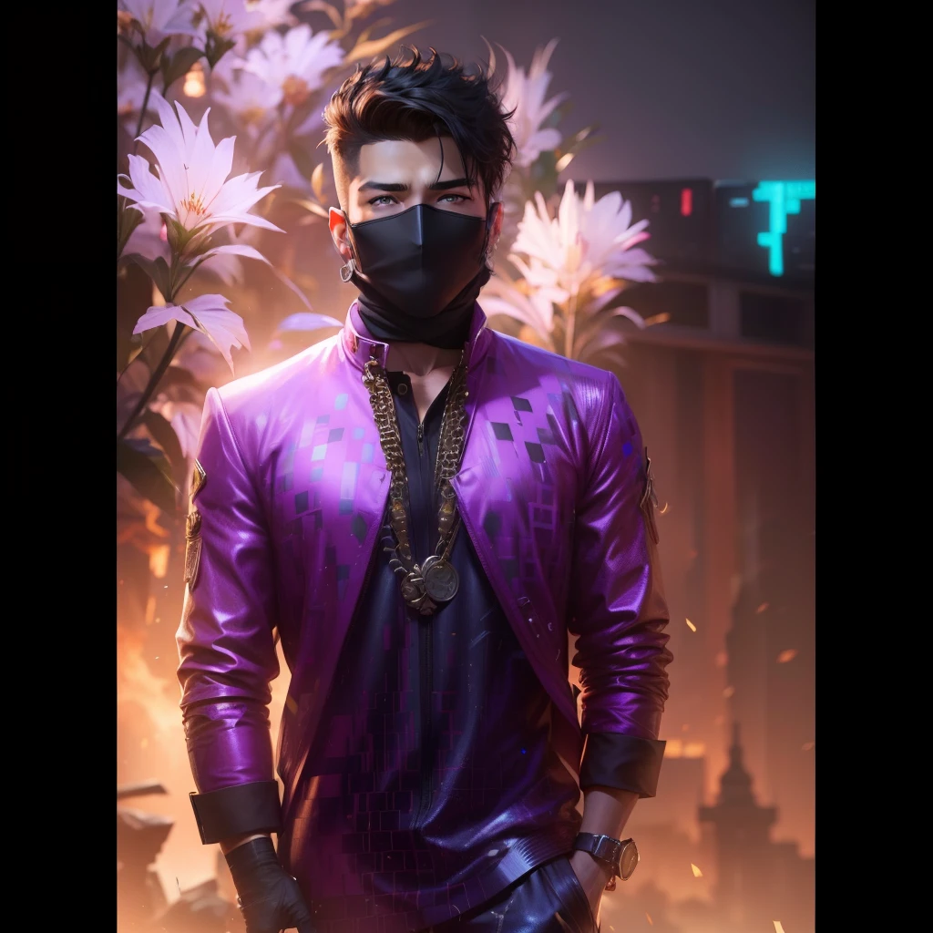 Change background cyber handsome boy, realistic face,8k ultra realistic,