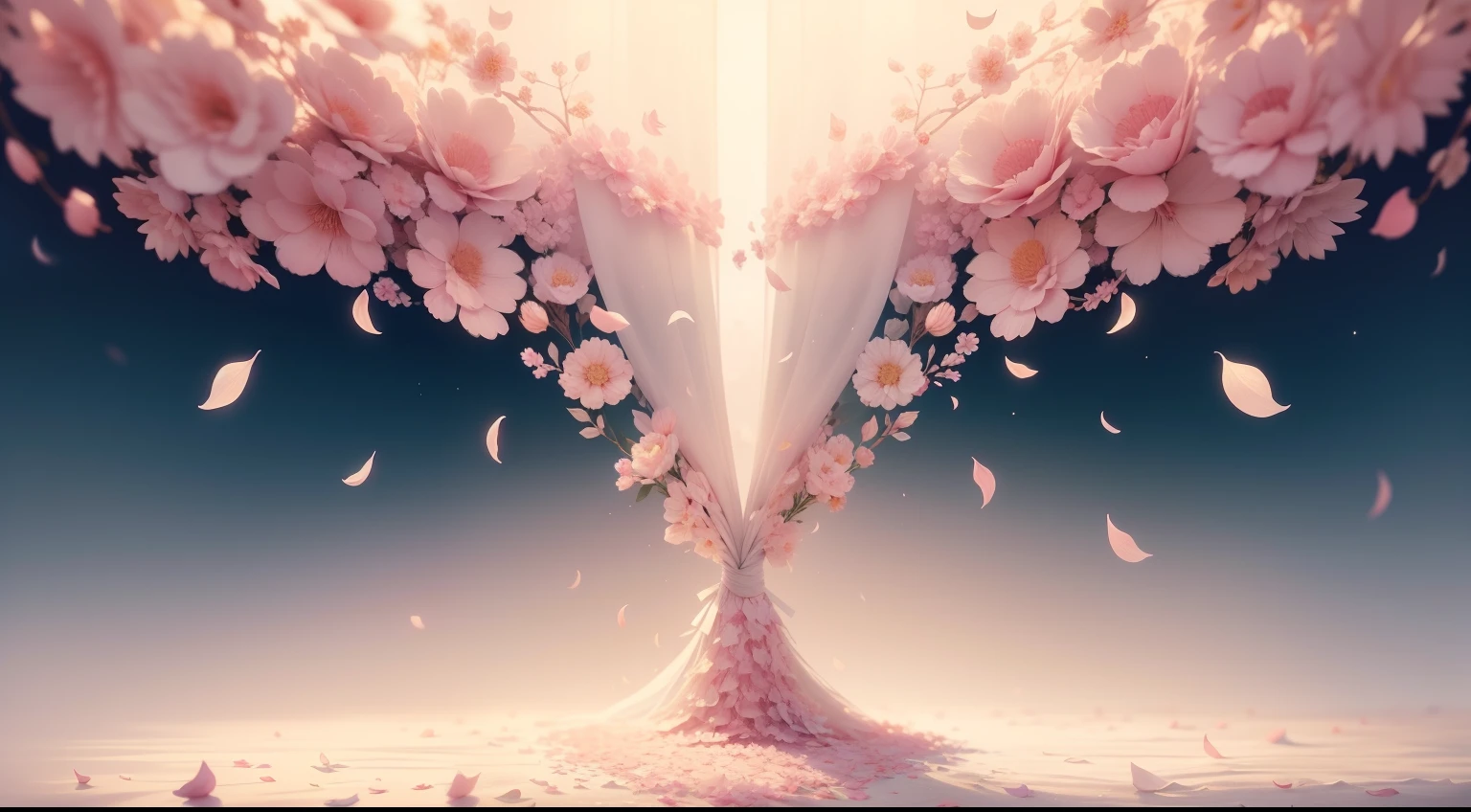 Envision a photograph that showcases the exquisite beauty of flower petals against a pristine white backdrop:

The entire frame is filled with a delicate and vibrant tapestry of flower petals. These petals, in various shapes and colors, create a mesmerizing visual display that appears to stretch infinitely.

The petals are from a variety of flowers, each contributing its unique shade and texture to the composition. Some petals are velvety and deep crimson, while others are delicate and blush pink. There are also sunny yellows, rich purples, and soft whites, creating a harmonious blend of colors.

The petals are meticulously arranged, creating an almost kaleidoscopic effect. They overlap, creating layers of softness and texture, giving the impression of a floral dreamscape.

The backdrop is a pristine white, which makes the petals' colors pop with vibrancy. The clean, minimalist backdrop accentuates the purity and elegance of the petals.

There are no human elements in this scene; it's solely a celebration of nature's beauty and the intricate details of flower petals. The absence of human presence allows for an undistracted appreciation of the delicate and ephemeral world of flowers.