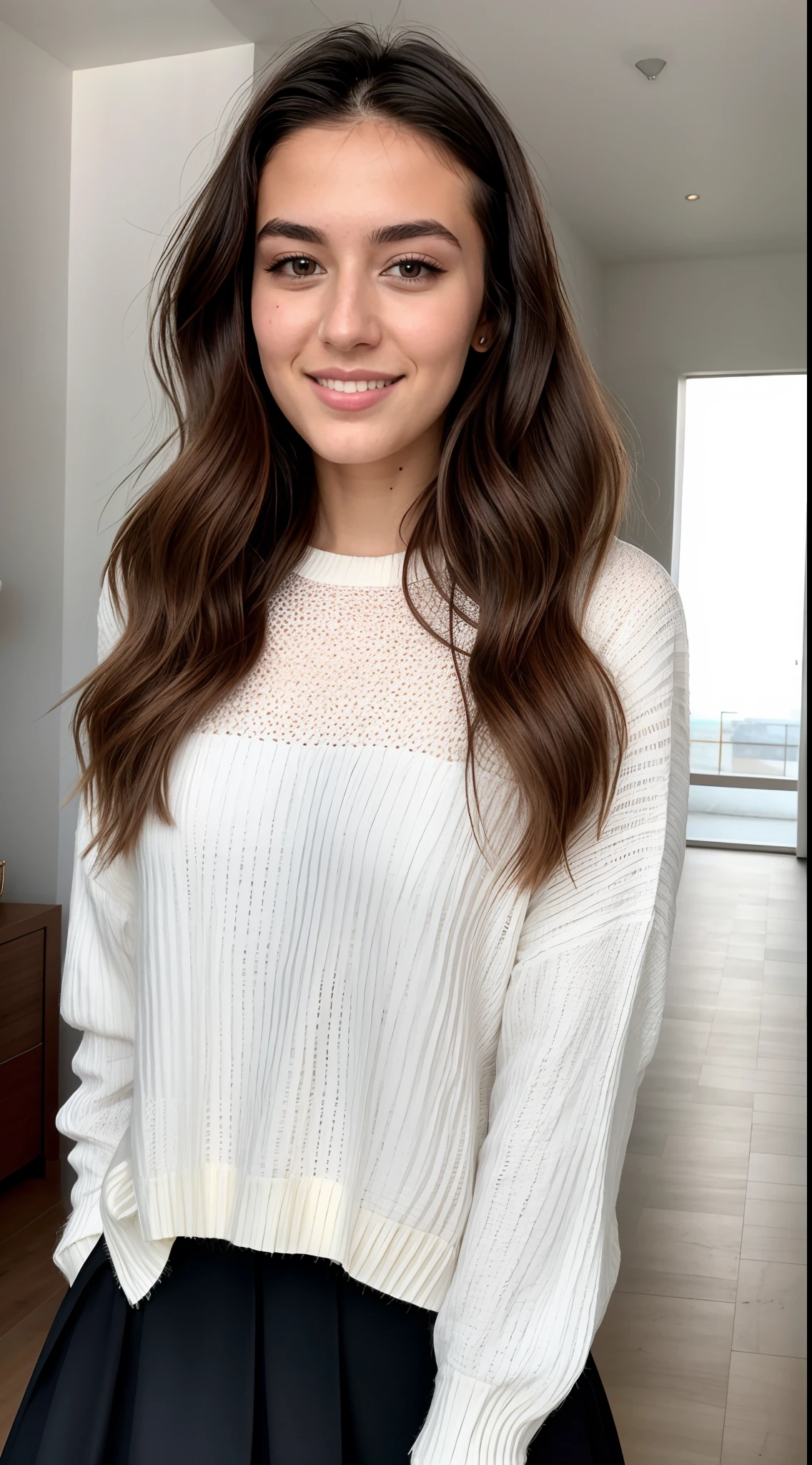 Instagram-Foto, Nahaufnahme Gesicht Foto von 23 Y.o Chloe in Fashion designer clothes, Spaltung, blasse Haut, (smil:0.4), Harte Schatten