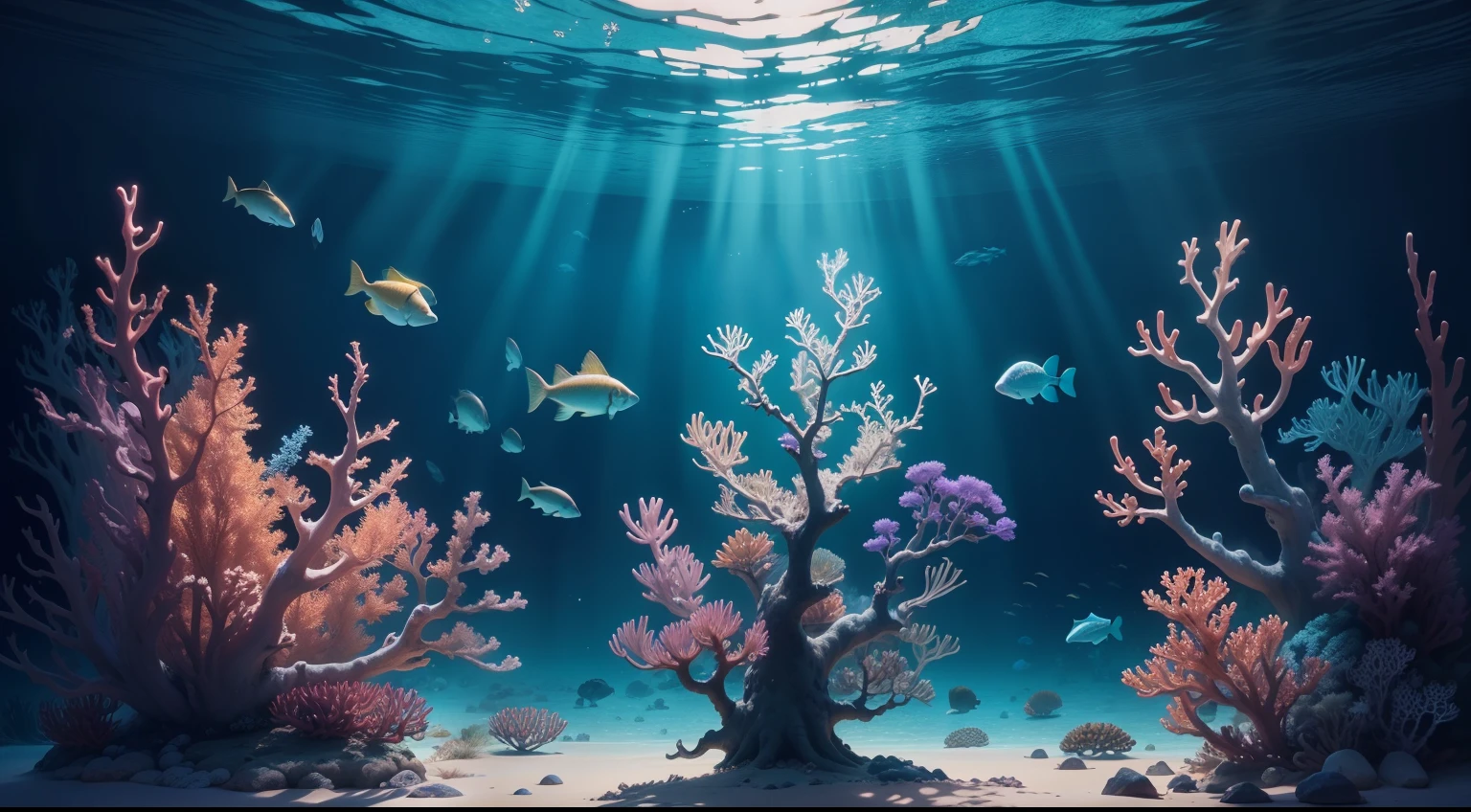 Imagine the breathtaking underwater scenery from the perspective of a diver:
Beneath the surface, the world transforms into a mesmerizing aquatic wonderland. The crystal-clear water surrounds you, offering a sense of weightlessness as you descend into the depths.
Sunlight penetrates the water, creating an ethereal dance of light and shadow. Rays of sunlight pierce through the surface, casting enchanting beams that illuminate the underwater realm.
As you explore further, a vibrant coral reef comes into view. The coral formations are a riot of color, with hues ranging from deep purples and blues to bright oranges and pinks. Each coral structure is teeming with life, home to a myriad of fish and sea creatures.
Exotic fish with intricate patterns and striking colors dart playfully among the coral, creating a living tapestry of movement and color. Schools of fish move in synchronized choreography, their silvery scales catching the light as they swirl and twist.
You might encounter graceful sea turtles gliding gracefully through the water, their ancient wisdom evident in their unhurried movements. Their slow, deliberate strokes create a sense of calm in the underwater world.
The ocean floor is a mosaic of sand and rock, where hidden creatures like camouflaged octopuses and seahorses await discovery. Delicate sea fans sway in the gentle current, adding a touch of elegance to the scene.
As you navigate this underwater paradise, the only sounds are the steady rhythm of your own breath and the faint crackling of coral in the water. The experience is both serene and exhilarating, a sensory journey into the heart of the ocean's beauty.
This underwater vista, seen through the eyes of a diver, is a testament to the majesty and fragility of the marine world—a realm where nature's artistry is on full display, inviting us to explore, protect, and cherish its wonders.