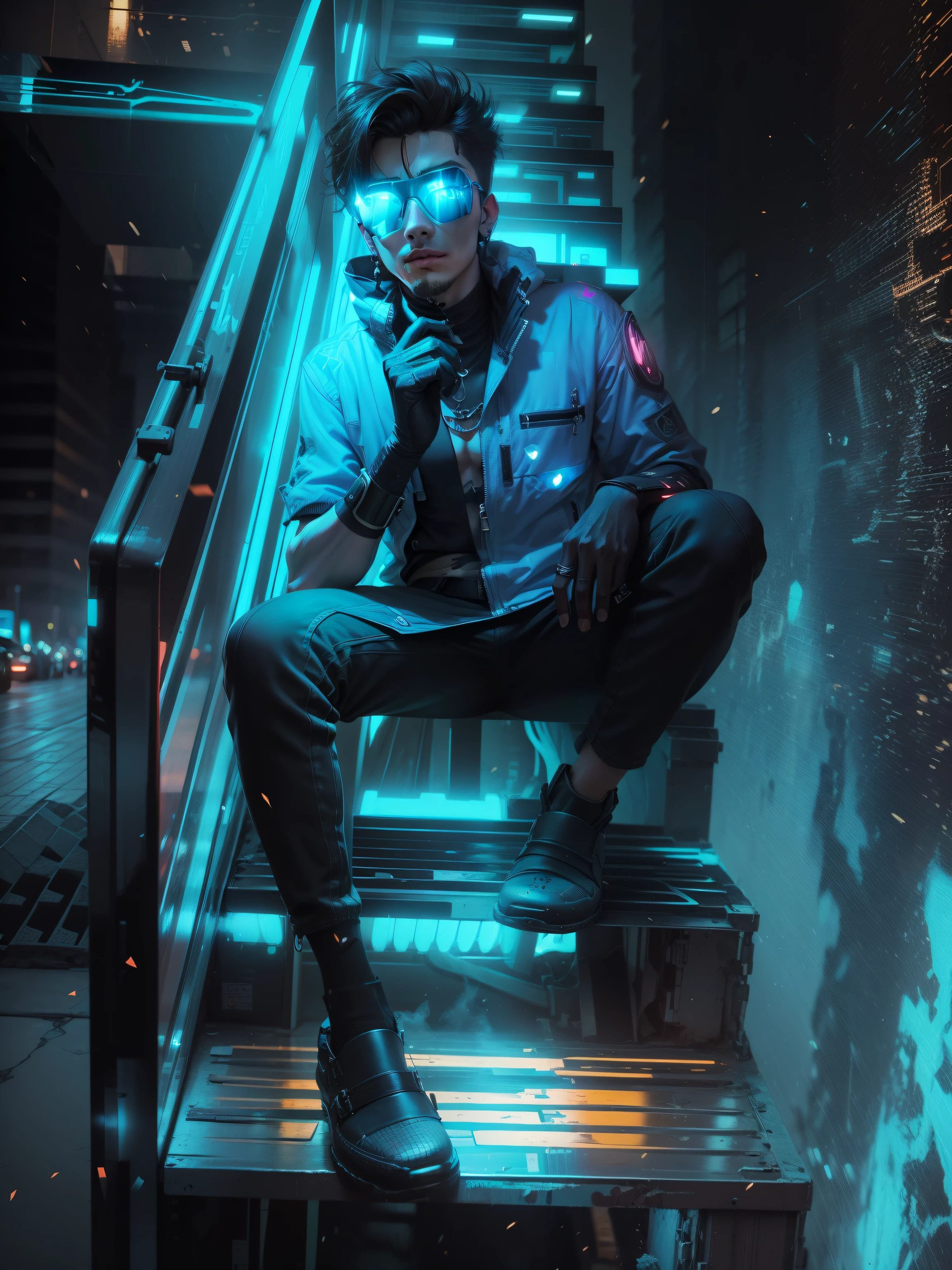 Change background cyberpunk handsome boy .realistic face ,ultra realistic
