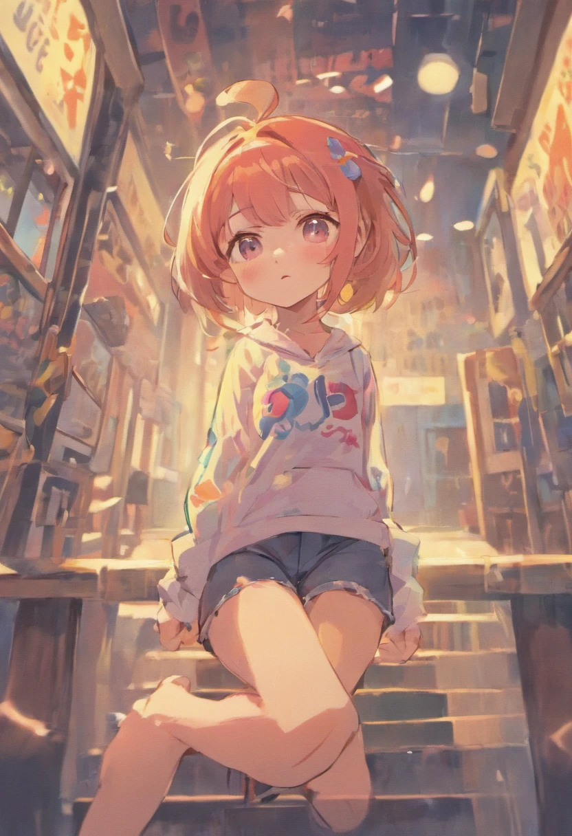 ,kawaii,top-quality,short pants,Pose with bent legs,close,Physical education sitting