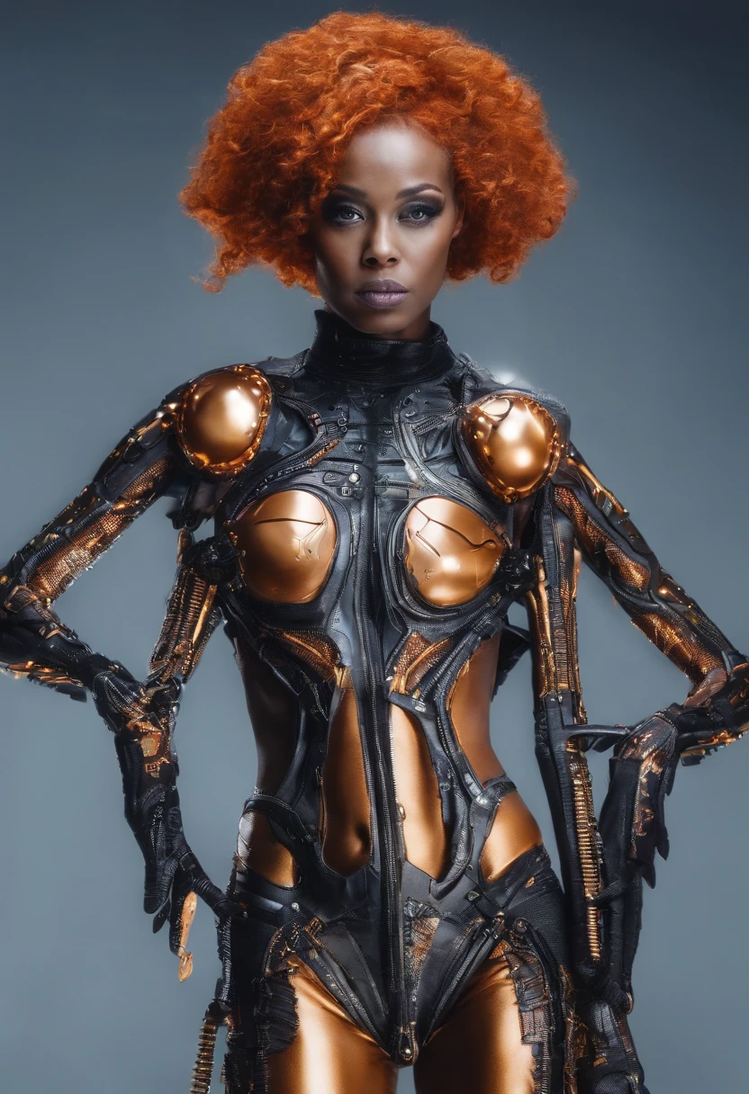 a stunningly beautiful ginger and black mixed sexy woman full body shot