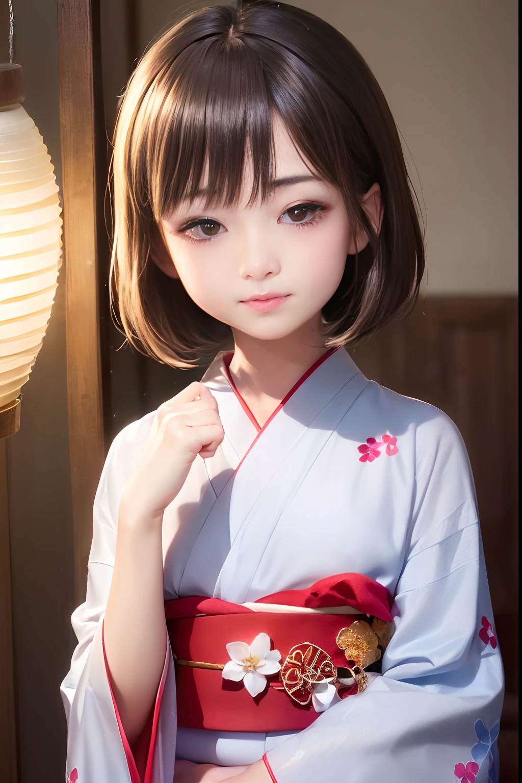 Upper body from the waist up、Are sleeping、nap、(Sleeping with your eyes closed)、(4In K、masterpiece、hight resolution、Realistic and beautiful light and shadow、One girl、Solo Focus、(top-quality)、(Hi-Res)、(extremely delicate and beautiful)、(Beautiful 8k face)、(Brown-eyed)、(I close my eyes while smiling.)、(独奏)、(Clear skin)、(Soft hair)、(hugetits)、(Plaid kimono, Red and blue floral yukata)、((Awa Odori Pose))、((Bokeh lantern light night background))、((speedo))、(reality)、thin and small nose、(red lipsticks)、(Reddening cheeks)、poneyTail、(Lustrous skin)、((Ukiyo-e style))、Ultra-thin eyebrows、Ultra high image quality、(Wearing maiko-style makeup)、skin whitening、long and beautiful lashes、Turning around in the style of a Kyoto magazine model、((s asleep))、Lustrous skin、(Red-dyed cheeks)
