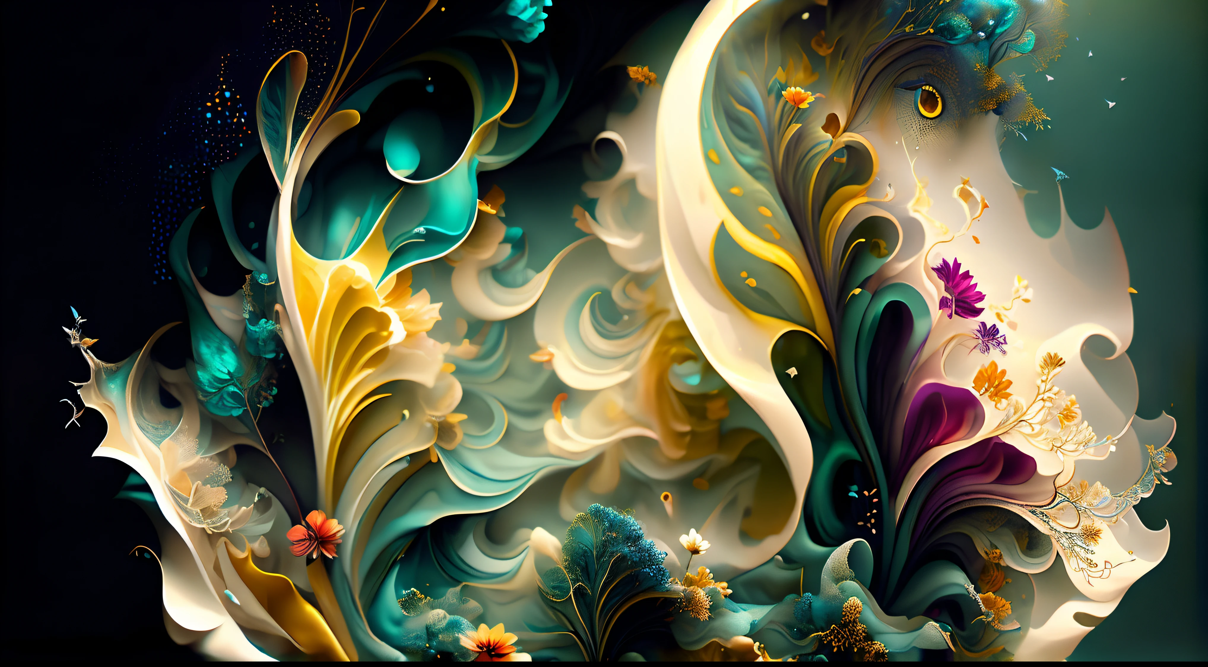 (Alfombra de flores naturales, tapete de flores festivo,Alberto Severo art ).Crea una fascinante obra de arte abstracta con un enfoque en la fluidez y el movimiento. Utilice una paleta de colores rica y diversa, Blend tones seamlessly to evoke a sense of continuous movement. Explore the interplay between softness, Suave, Sharp shapes, Dynamic edges. Deja que los colores sangren y se mezclen, giving the impression of swirling currents or energetic vibrations. Incorporar elementos de la naturaleza, like gentle curves that resemble ocean waves, Vibrant bursts reminiscent of blooming flowers, or power lines that resemble gusts of wind. He fuses these natural motifs with abstract forms to create a harmonious and captivating composition........ Embrace the idea of serendipity and spontaneity while allowing colors and shapes to take shape organically. Anima a la obra de arte a desarrollarse como un viaje, invitar al espectador a explorar e interpretar las profundidades del paisaje abstracto. This work of art should inspire a sense of wonder and fascination...., Atraer a los espectadores a su fascinante mundo de colores y formas. The blend of abstraction and nature will transport observers to a realm of imagination and excitement........, leaving a lasting impression of beauty and creativity