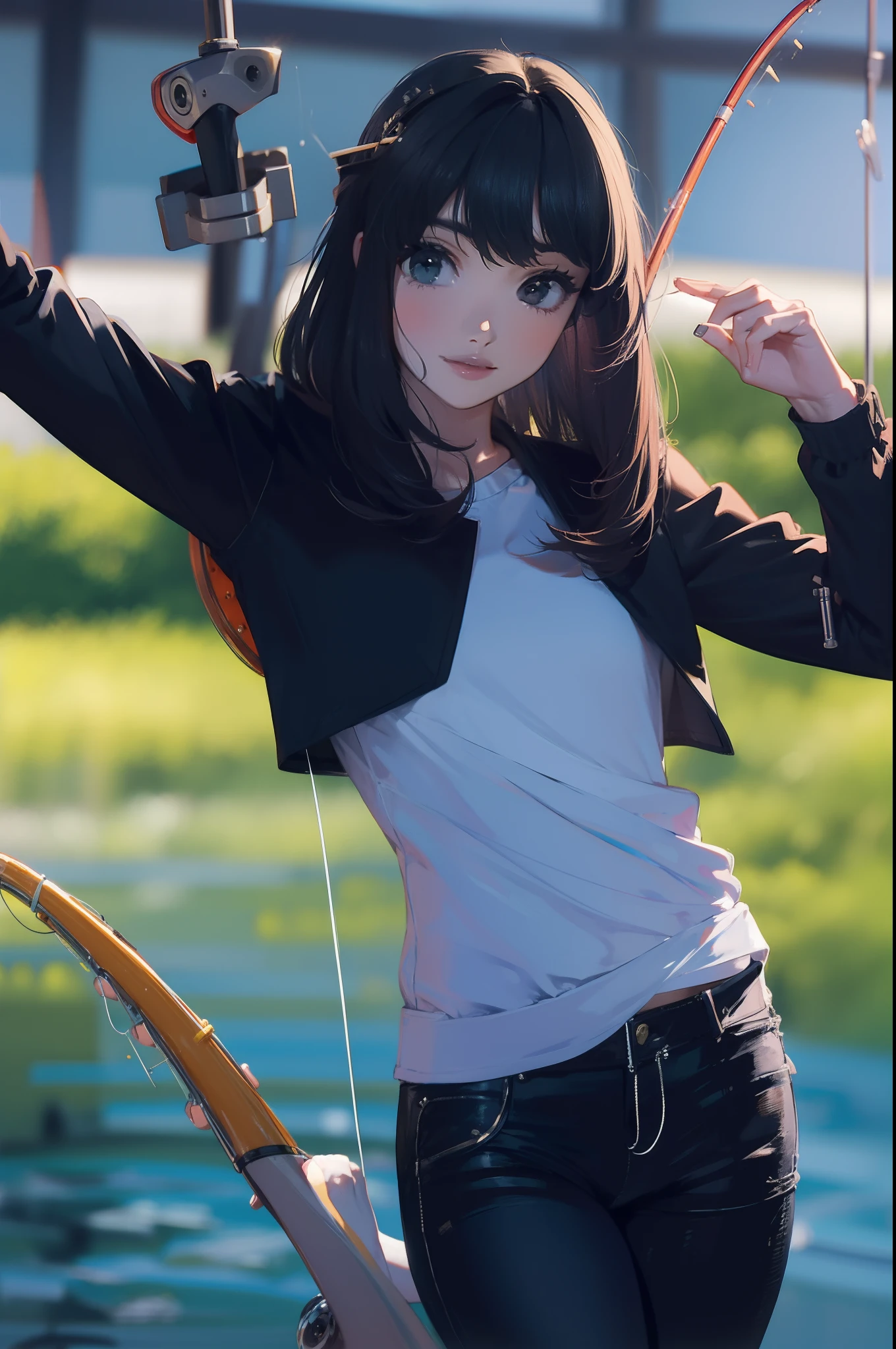 Right hand holding fishing rod
