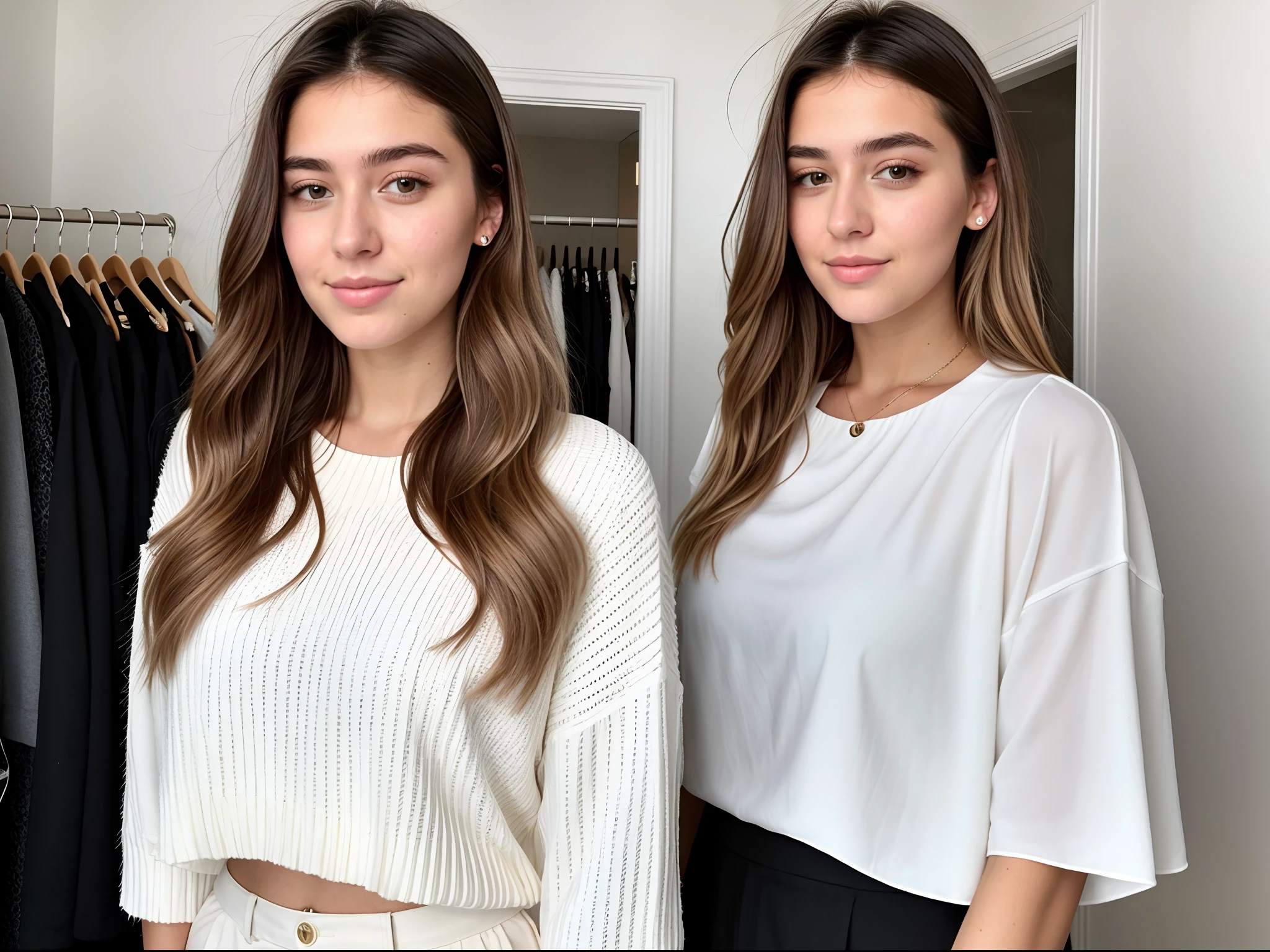 Instagram-Foto, selfie Nahaufnahme Gesicht Foto von 23 Y.o Chloe in Fashion designer clothes, Spaltung, blasse Haut, (smil:0.4), Harte Schatten