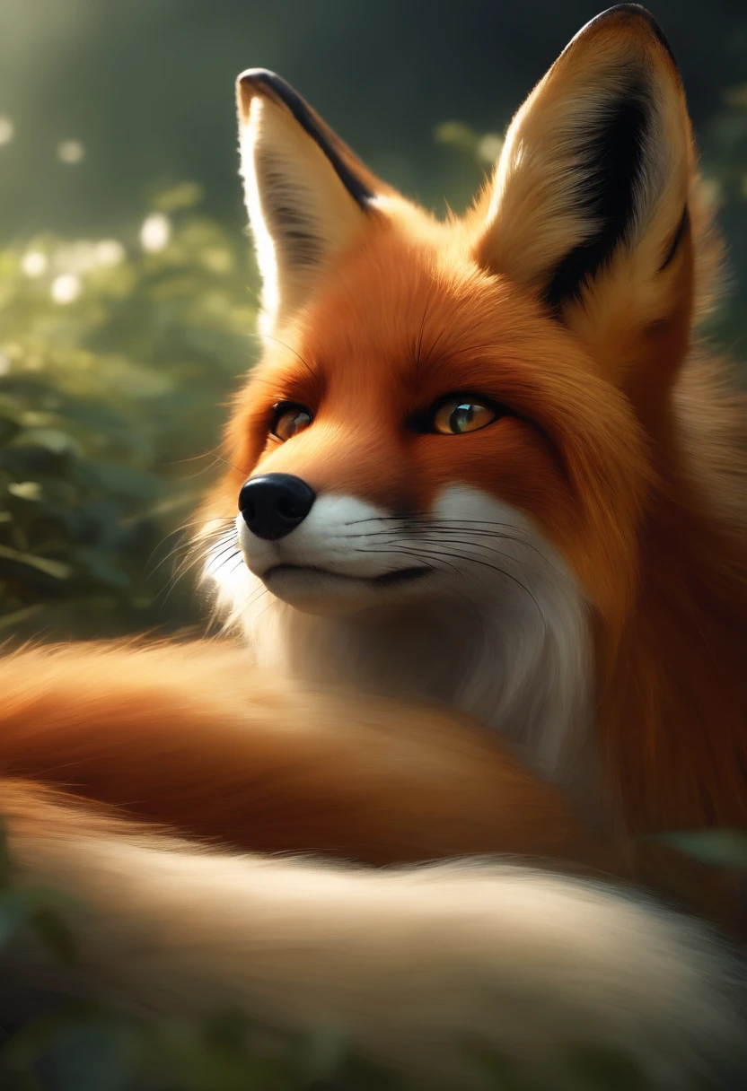 Fox ears, High detail, hyper HD, Beauty, Charming, Lying down, hurt, sad