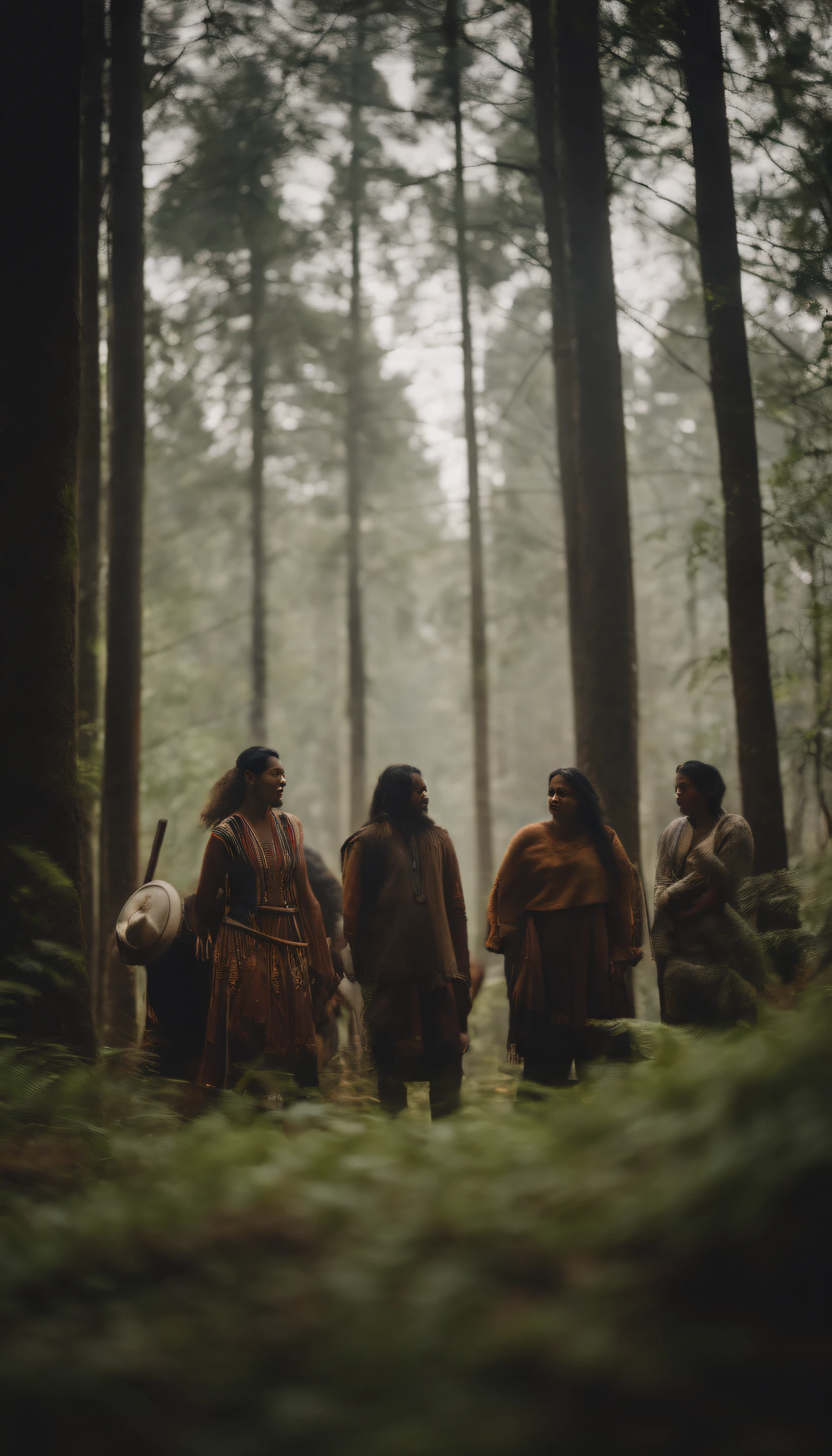 People gathered different indigenous ethnicities in the forest