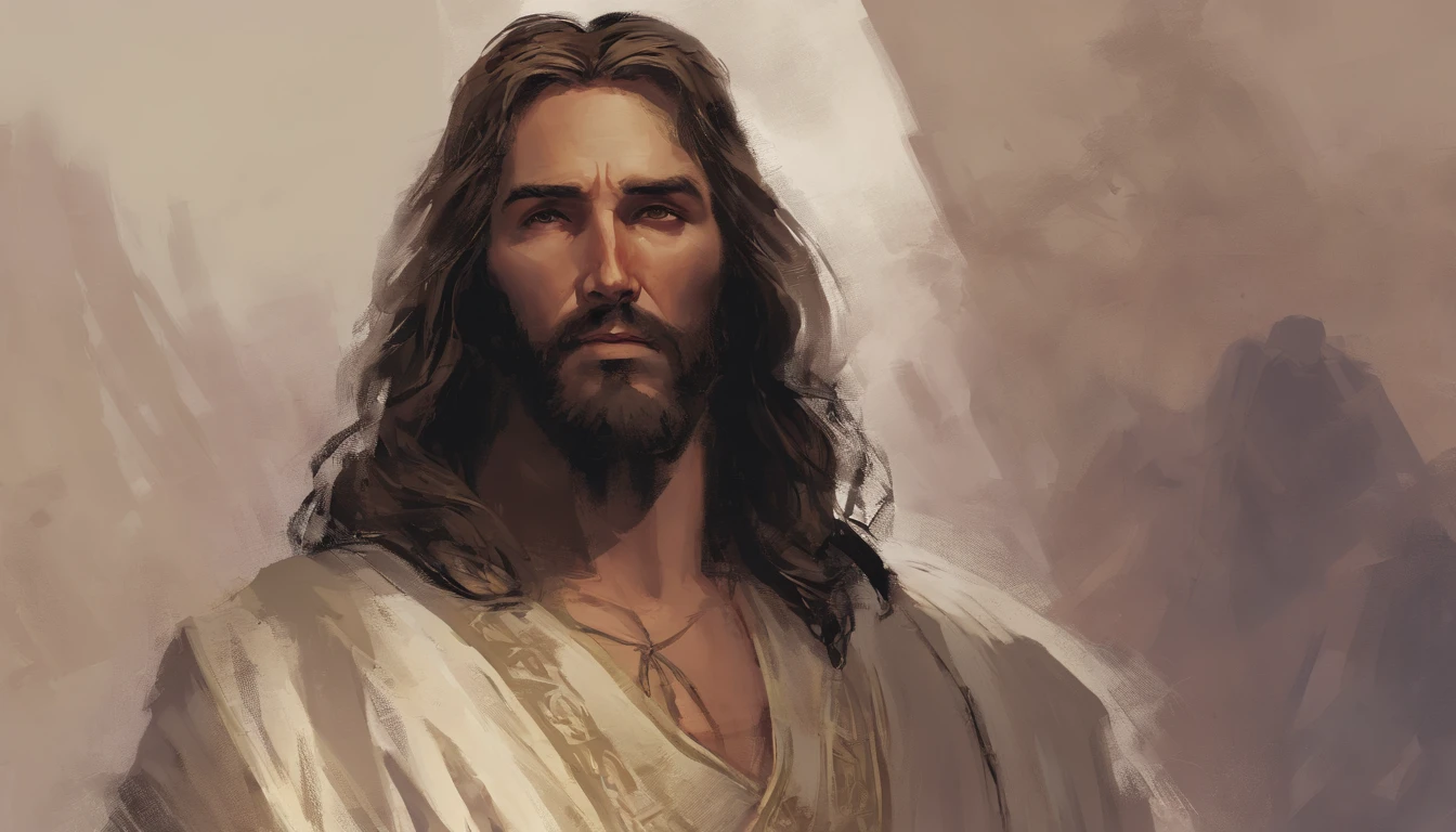 A Detailed Portrait of Jesus Christ, Full Glass, by Justin Gerard and Greg Rutkowski, Digital Art, Realistic Painting, DND, Character Design, Trending on Artstation