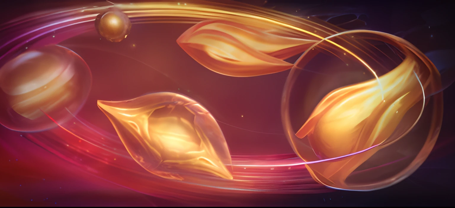 abstract image of a group of golden muscle fibres with a red background, splash art, background artwork, glowing spores flying, fiery particles, banner, golden meteors, by Lisa Nankivil, golden orbs and fireflies, swirling, golden embers flying, protoss, commercial banner, website banner
