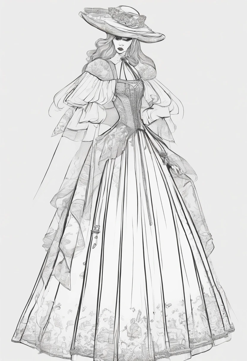 Costume design hand drawn，Clothing renderings，offcial dress，Lolita design