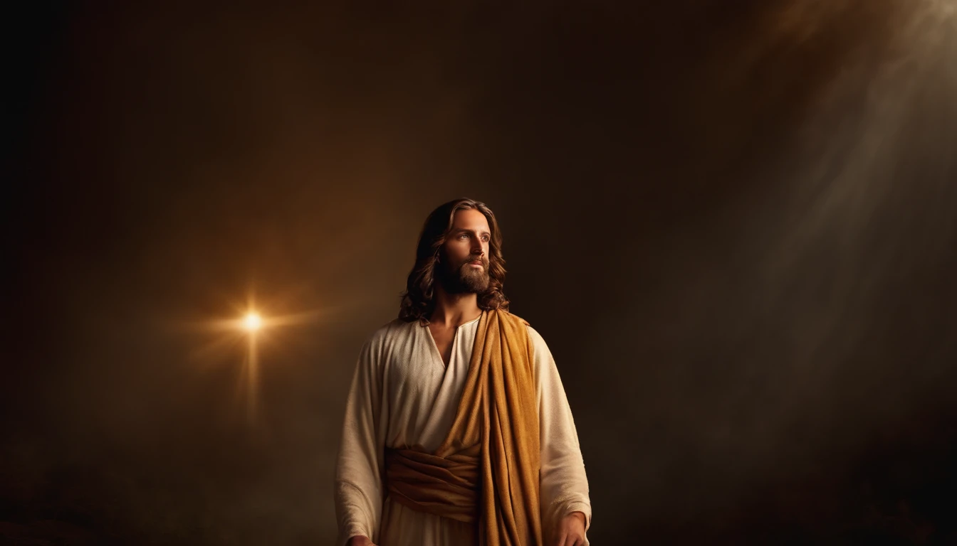 Jesus, heaven, realistic photography, shining, portrait, cinematic lighting, full body photography, religious