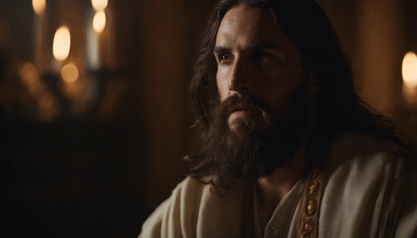 Jesus, heaven, realistic photography, shining, portrait, cinematic lighting, full body photography, religious