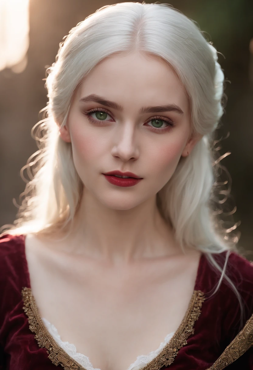 (((a deep reddish wound crosses her left cheek))) fair complexion, woman around 19 years old, natural white hair, distinctive green eyes, wearing kohl, slender and graceful, beautiful, candlelight in a medieval setting, ultra sharp focus, realistic shot, medieval female clothes, tetradic colors (scar:1.4), getting raped in a dark alley,
