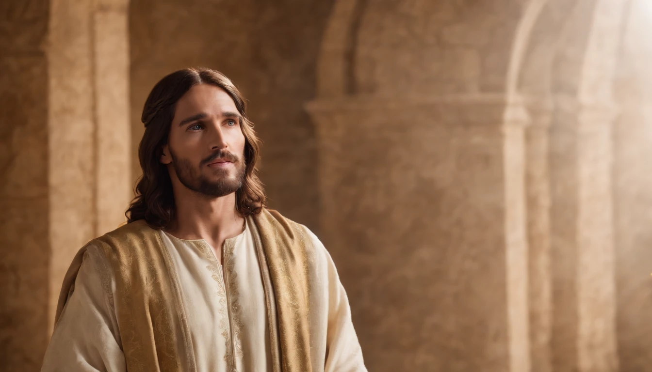 Jesus, heaven, realistic photography, shining, portrait, cinematic lighting, full body photography, religious