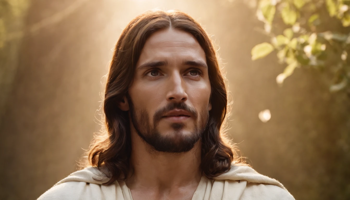 Jesus, heaven, realistic photography, shining, portrait, cinematic lighting, full body photography, religious