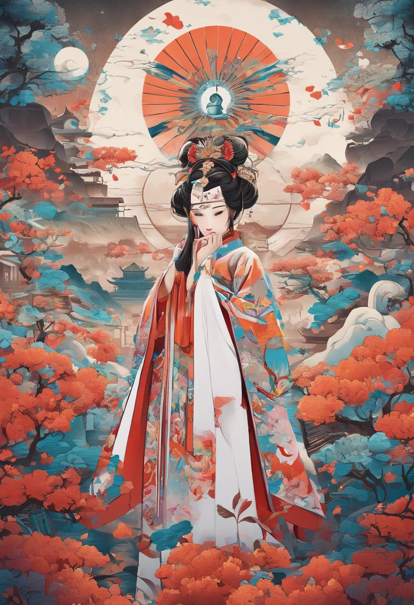 menina com, Ancient Chinese attire, corpo inteiro, luz solar, rosto claro, fundo branco limpo, masutepiece, Super Detalhe, Epic composition, Ultra HD |, alta qualidade, extremamente detalhado, Arte Oficial, papel de parede uniforme 8k, Super Detalhe, 32k、Fotografiarealista