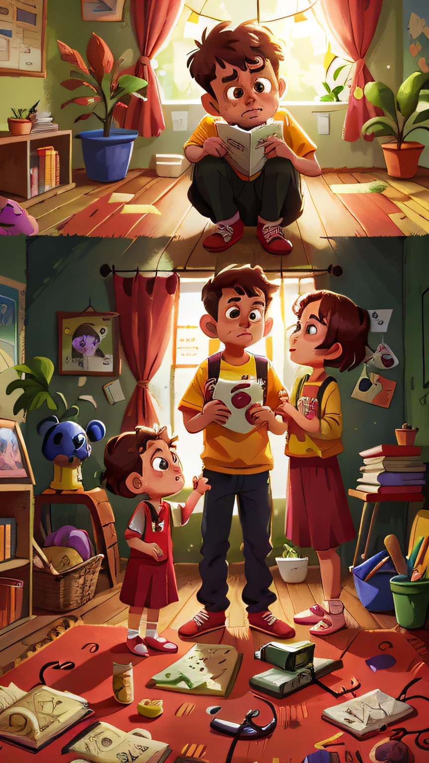 (high resolution) father and mother, scared, looking for something, indoors, couple, fear