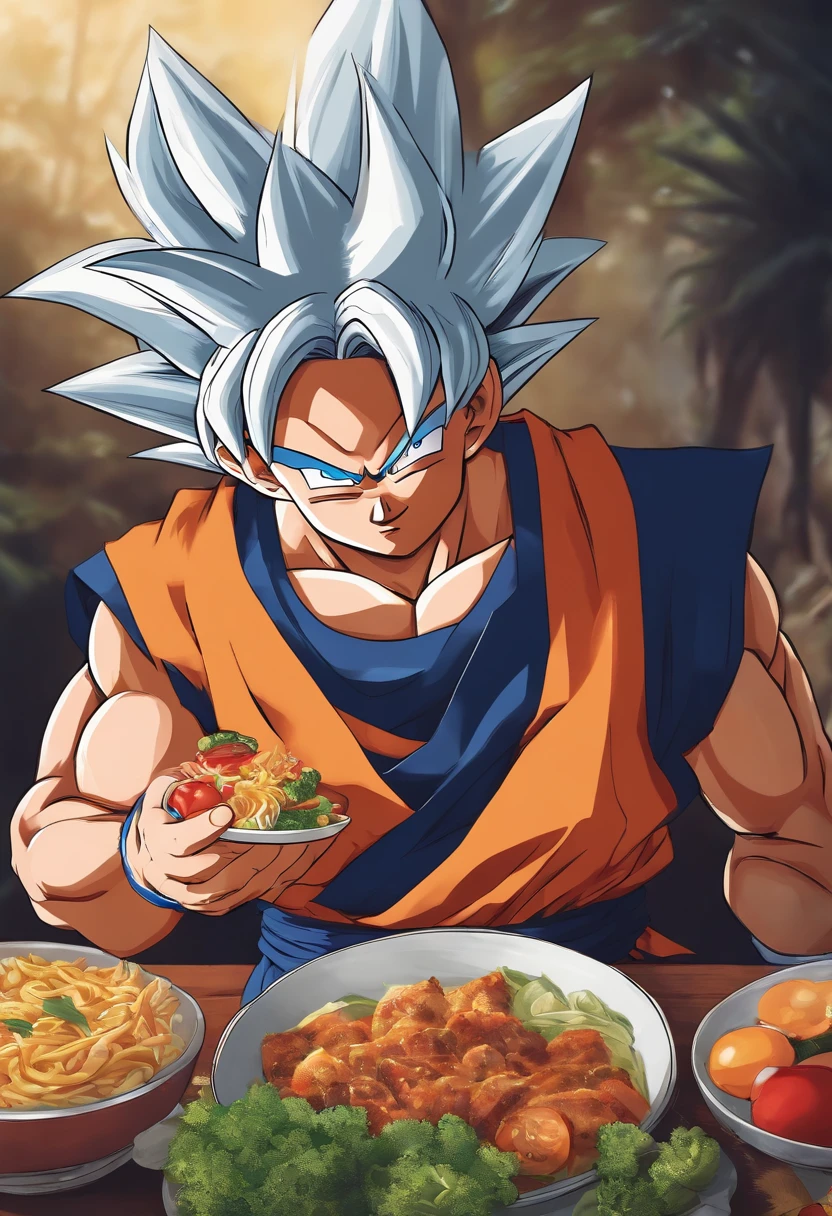 goku comendo comida