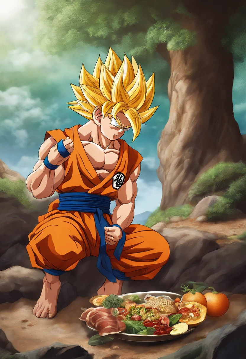 goku comendo comida