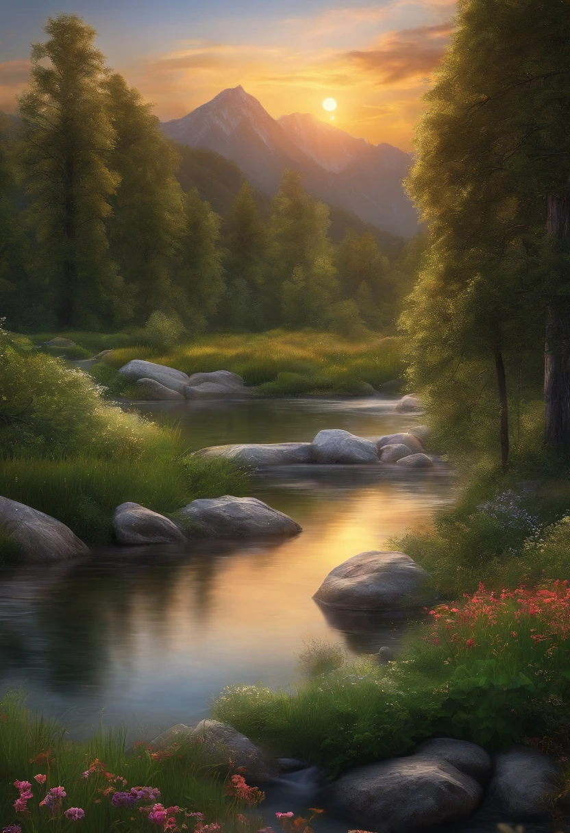 landscape,water,(extremely detailed CG unity 8k wallpaper), most beautiful artwork in the world,professional majestic oil painting,intricate, High Detail, Sharp focus, dramatic, photorealistic painting art