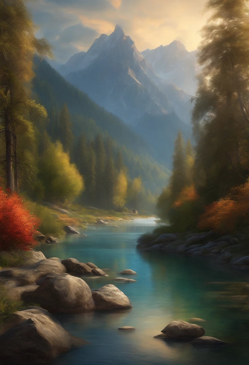 landscape,water,(extremely detailed CG unity 8k wallpaper), most beautiful artwork in the world,professional majestic oil painting,intricate, High Detail, Sharp focus, dramatic, photorealistic painting art