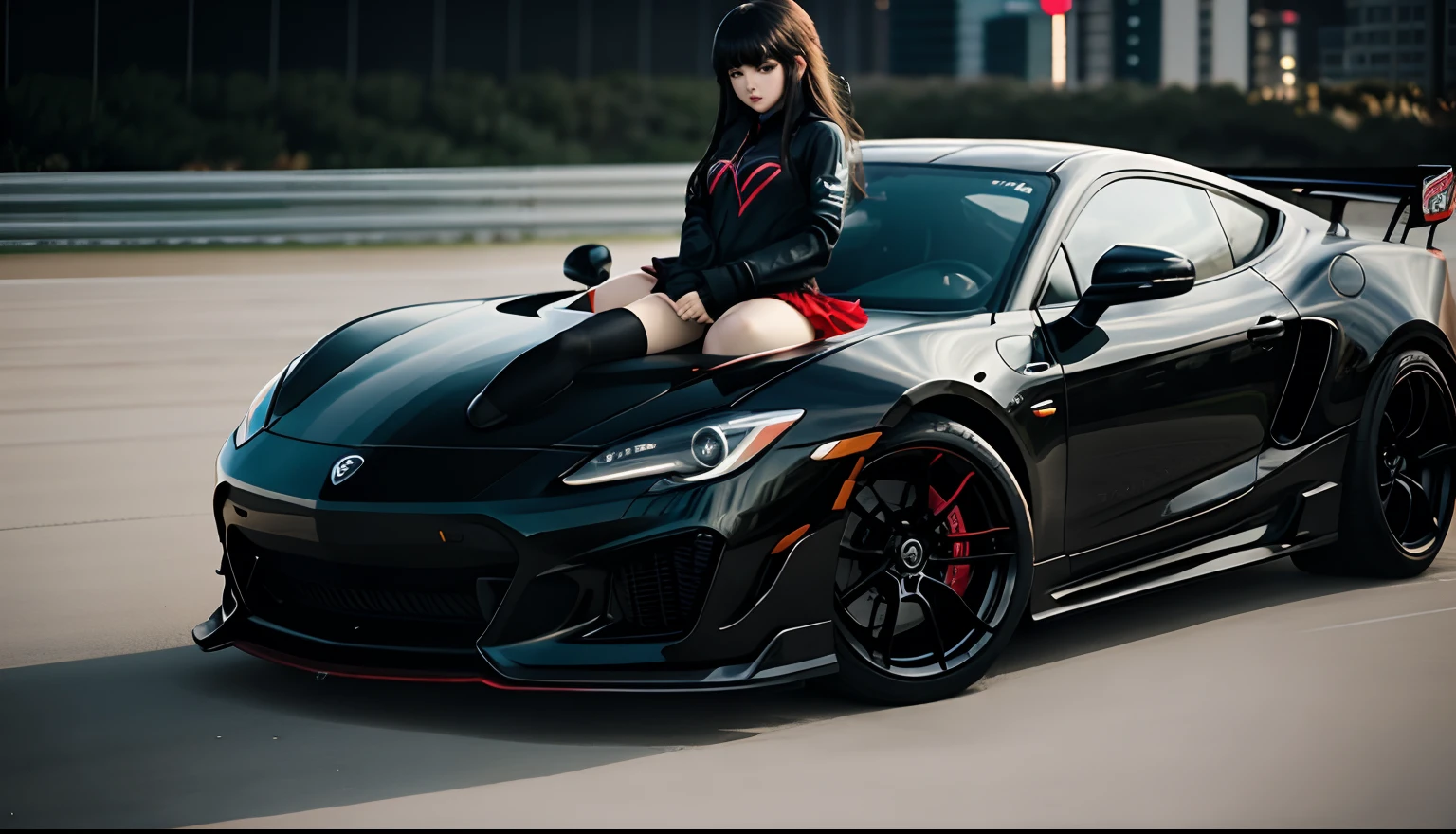 SeaArt Bot
Txt2Img
21:17:35
((masterpiece, best quality)), ((1girl)), [car], solo, (girl stand in front of racing car),stand up, sidelocks,glory shining eyes, bangs, emo curl hair between eyes, looking at viewer, long sleeves,bright,night,midnight,city,cyberpunk,light,[motor vehicle],[ground vehicle], sports car, black sailor collar, red serafuku, long hair, black hair, black thighhighs, Pleated skirt, brown footwear, vehicle focus, cenimatic lighting