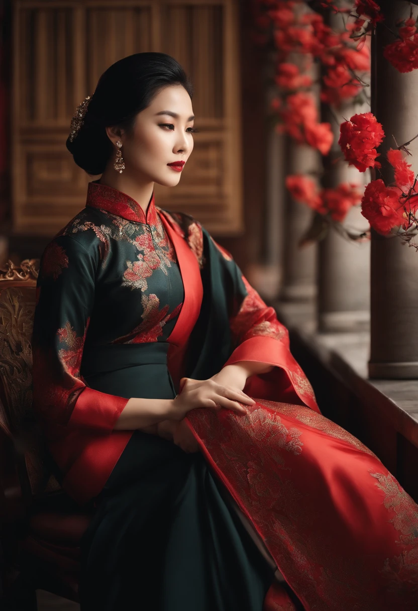 A modern Asian woman with classical charm,Wear professional clothes,It has a photo-like feel