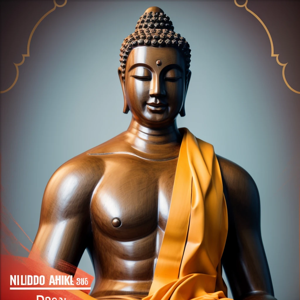 sculpture , handsome, and sexy Buddha; naked, good full body, no tex, remove text
