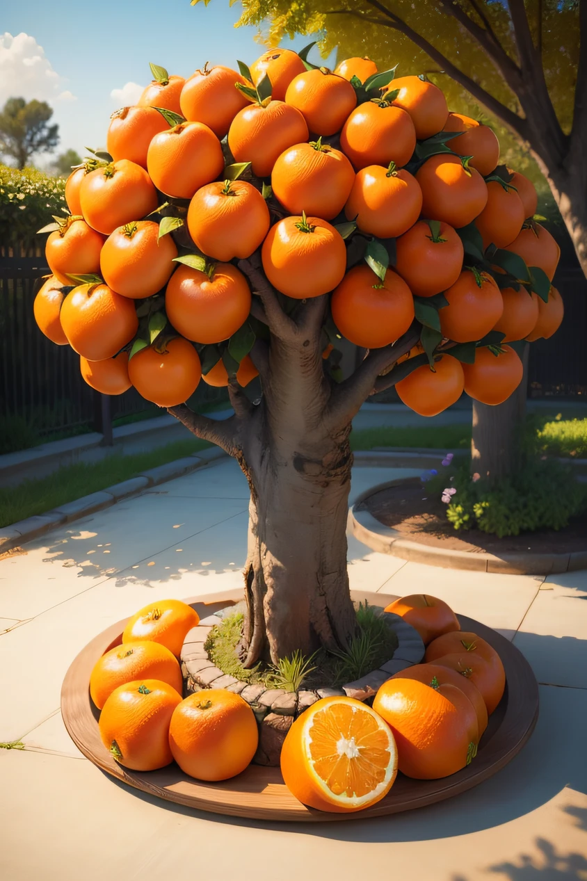 Tangerine tree、Share tangerines with everyone、Share happiness、Poor drawing、